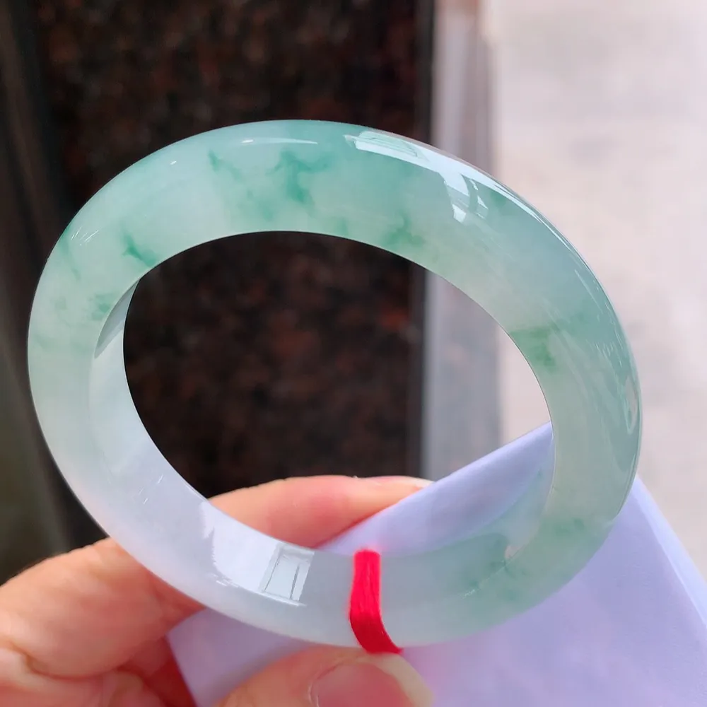 正圈高冰蓝花 无瑕 尺寸:55.6/12.3/8.5 花美 种水好