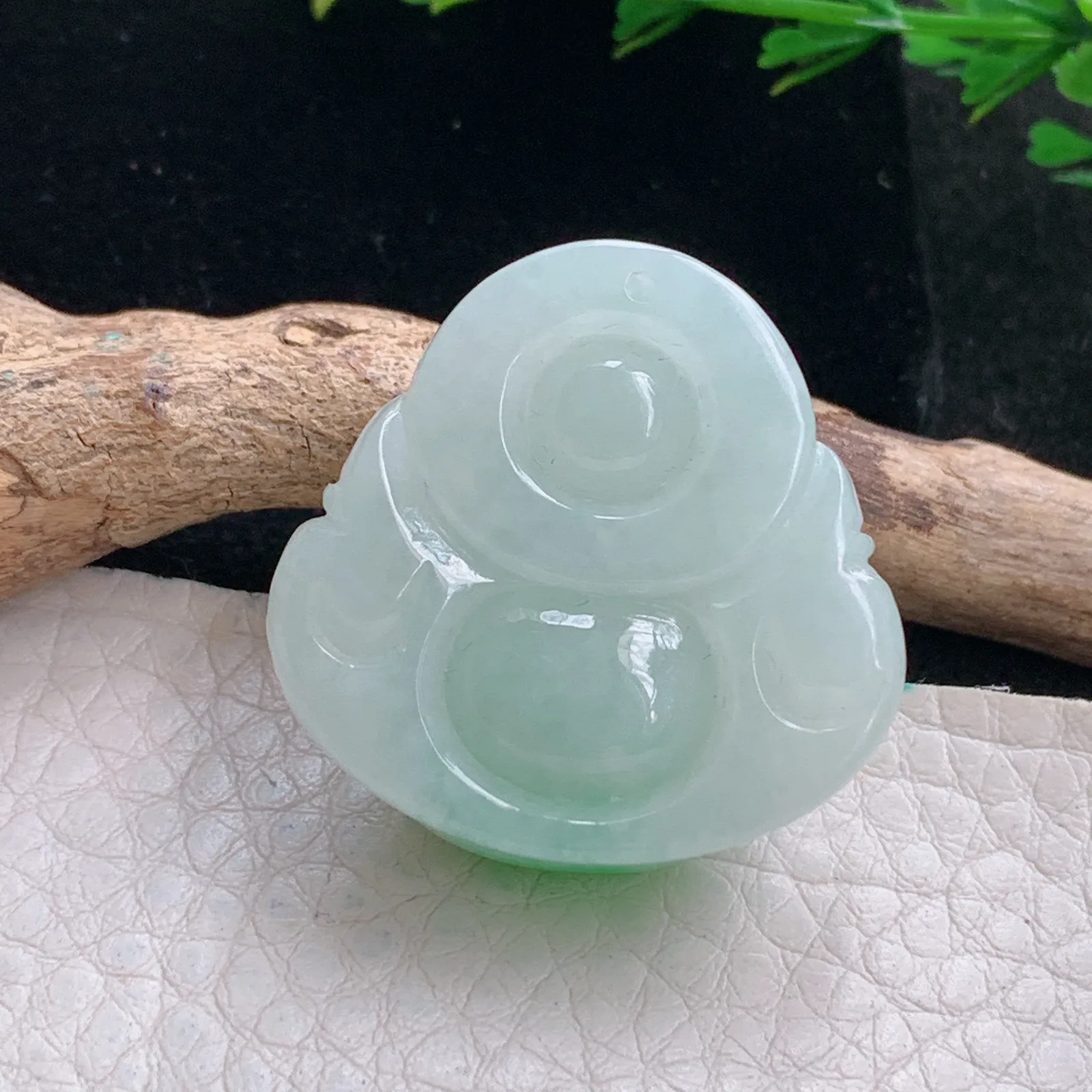 zen自然光30*30*11.8天然缅甸翡翠飘阳绿佛公 弥勒佛玉吊坠 玉挂件