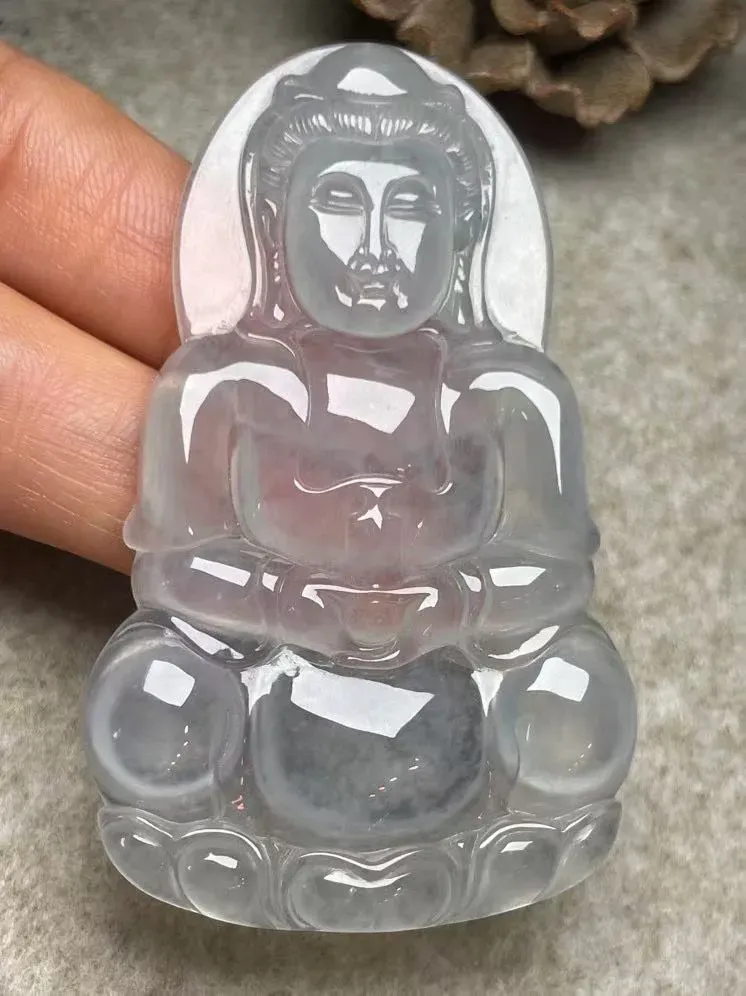 冰种【立体观音】吊坠，种水好，玉质细腻 ，卖相好‘.