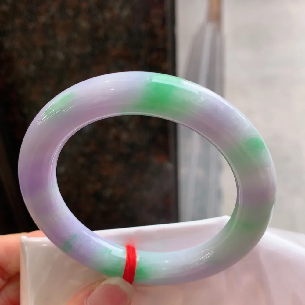 圆条冰糯春彩 无瑕 尺寸:56.1/11.1 超美