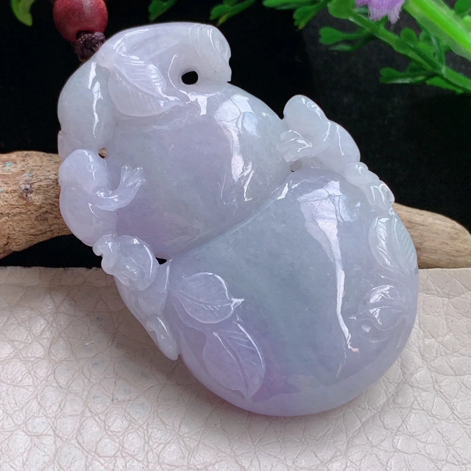 zen自然光51.5*33.5*9.2天然缅甸翡翠紫罗兰大葫芦玉吊坠 玉挂件