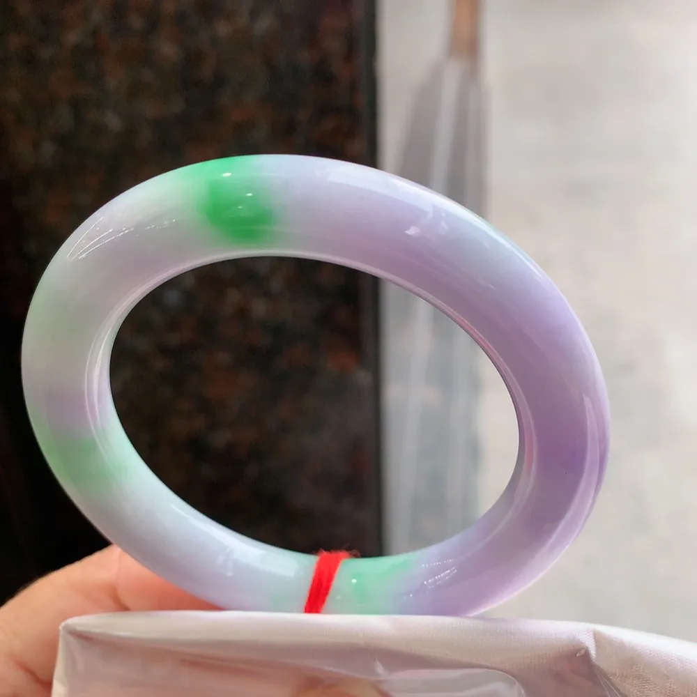 圆条冰糯春彩 无瑕 尺寸:56.1/11.1 超美