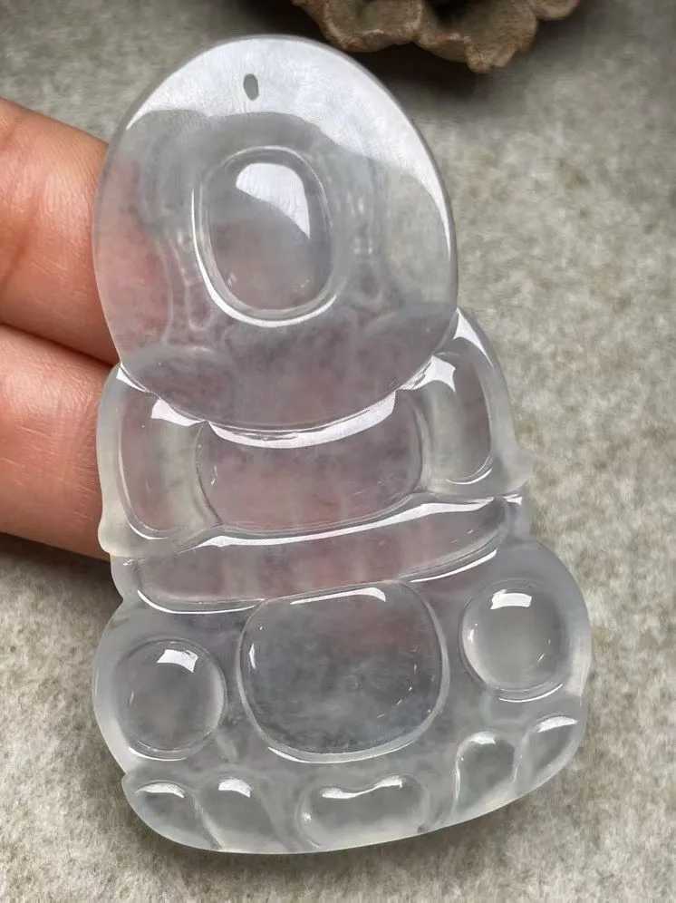 冰种【立体观音】吊坠，种水好，玉质细腻 ，卖相好‘.