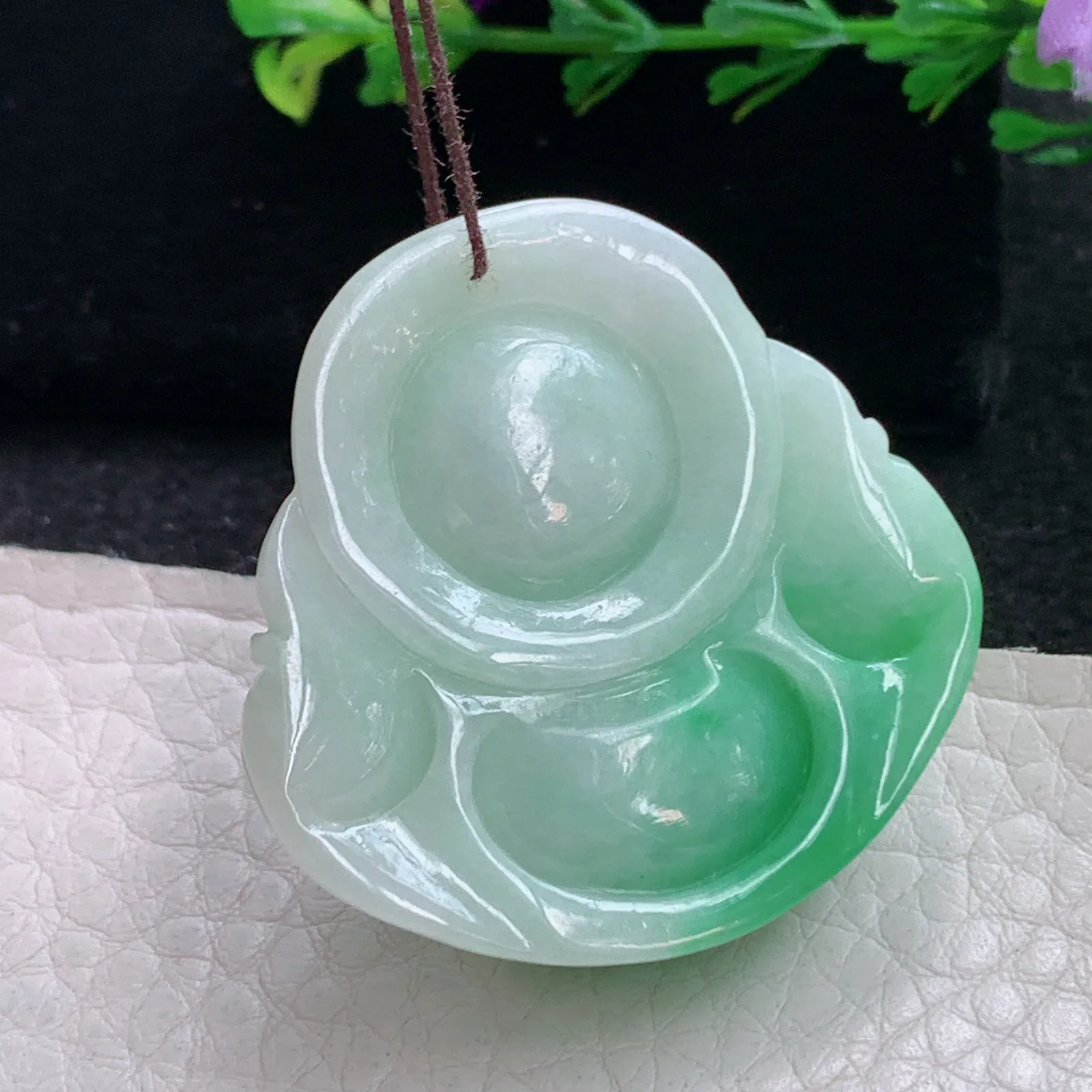 zen自然光37*36.8*11.5天然缅甸翡翠辣绿佛公 弥勒佛玉吊坠 玉挂件