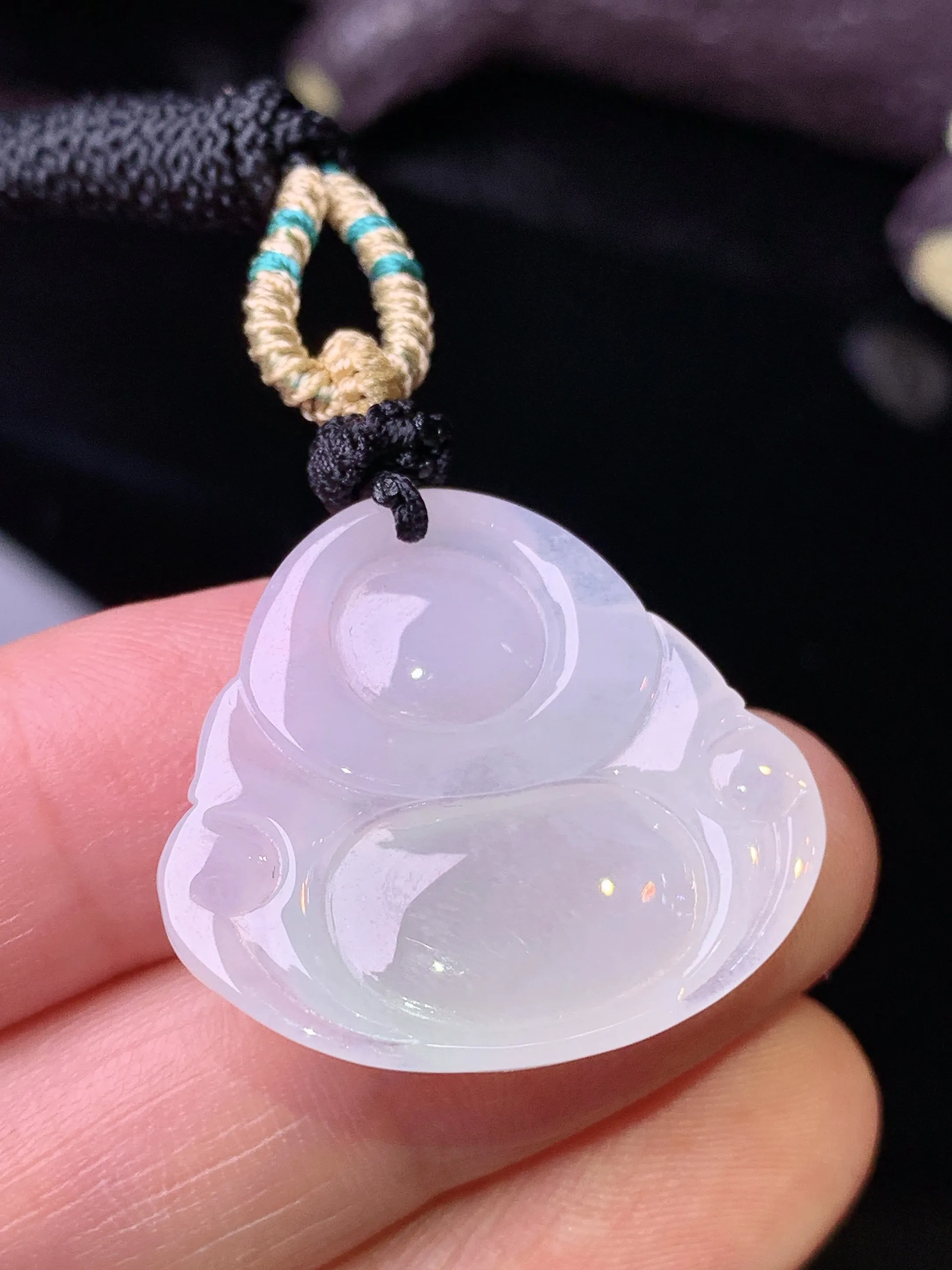 冰种佛公吊坠 玉质细腻 色泽清新艳丽 整体尺寸24.3*26.2*6