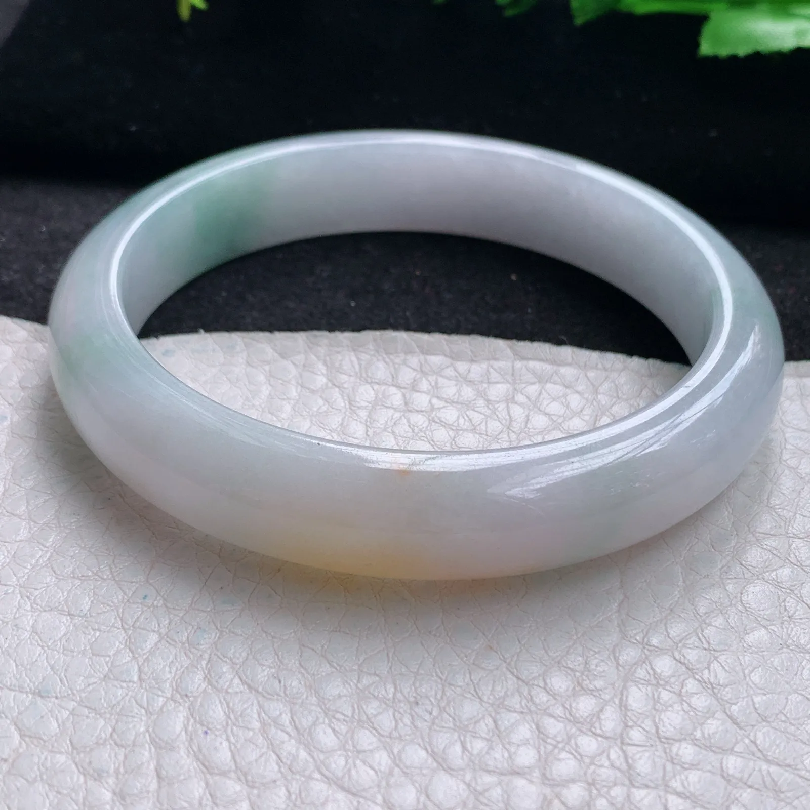 xc自然光58.5*11.8*7.8平安镯 缅甸翡翠a货玉手镯三彩宽边珠宝玉手环