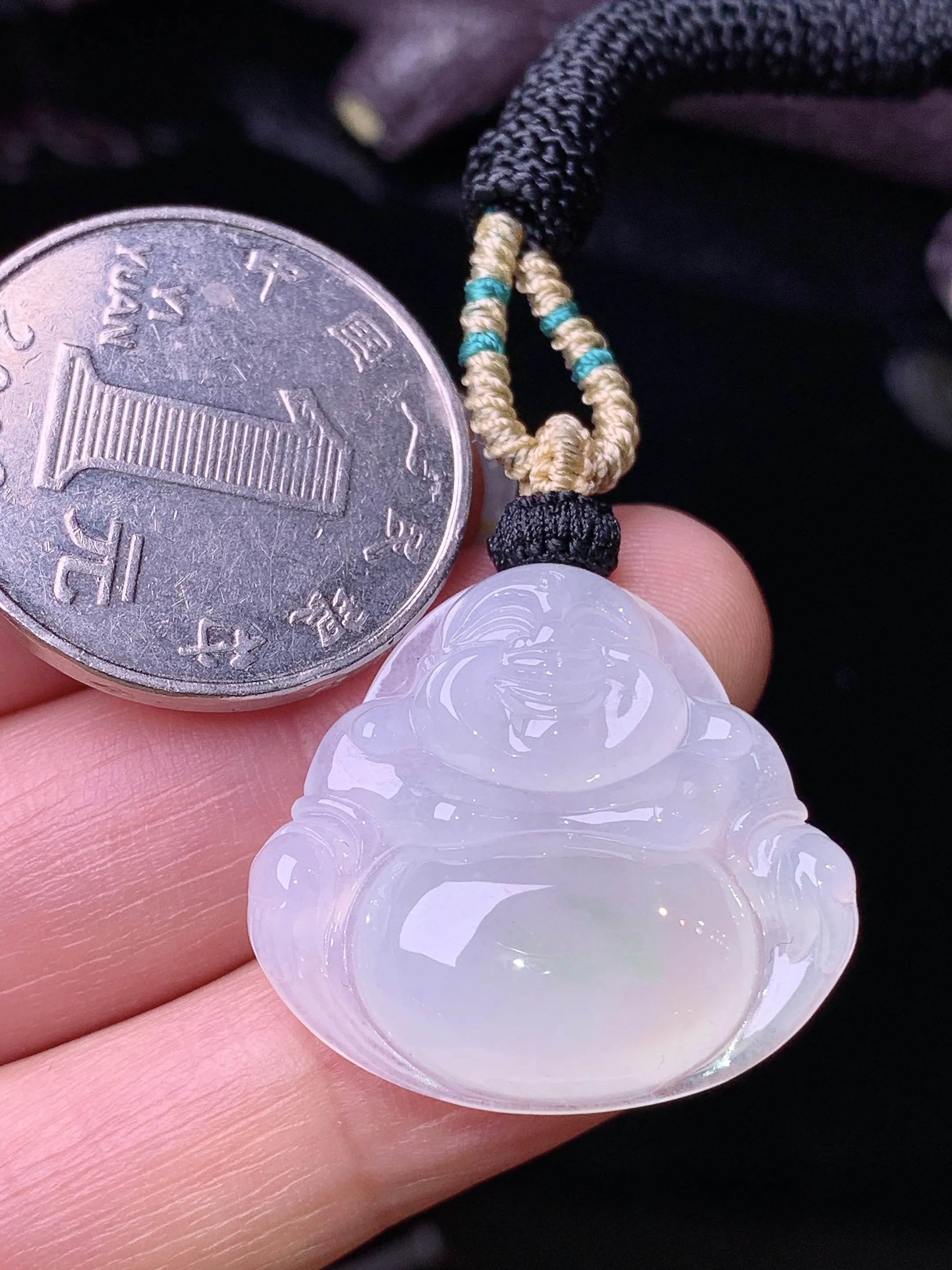 冰种佛公吊坠 玉质细腻 色泽清新艳丽 整体尺寸24.3*26.2*6