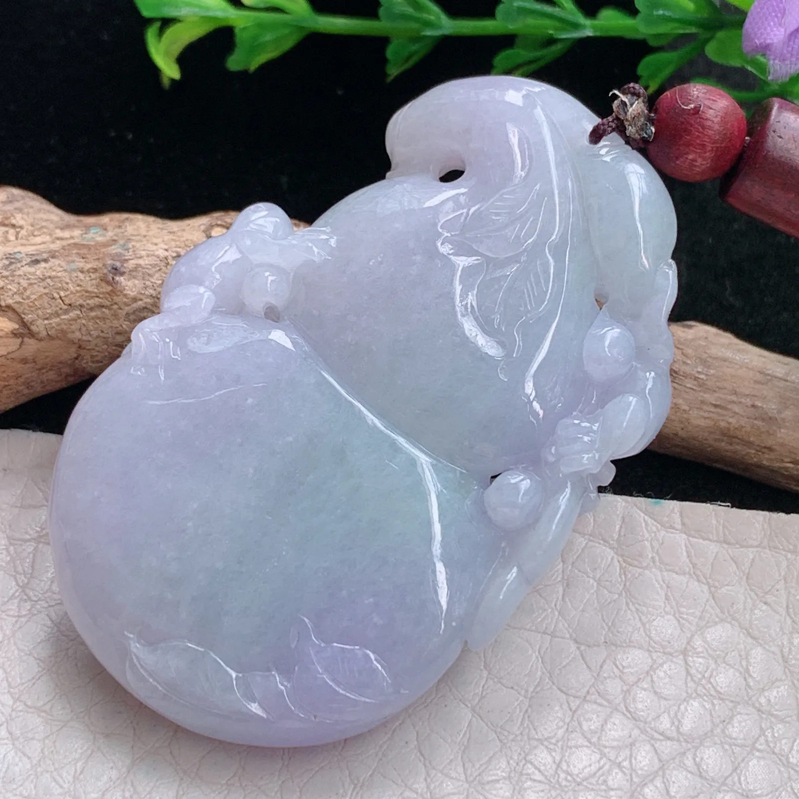 zen自然光51.5*33.5*9.2天然缅甸翡翠紫罗兰大葫芦玉吊坠 玉挂件