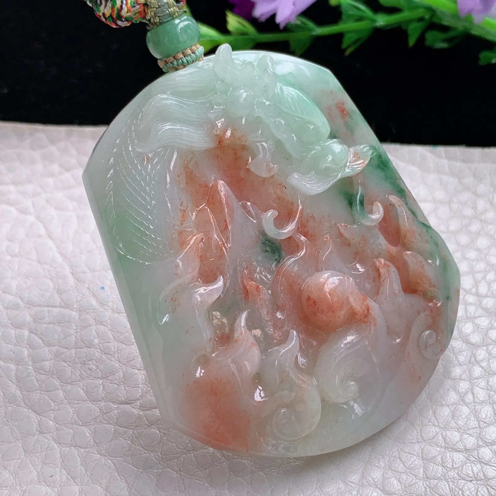 mut自然光57.5*40*10特色天然缅甸翡翠龙行天下 龙牌玉吊坠 玉挂件