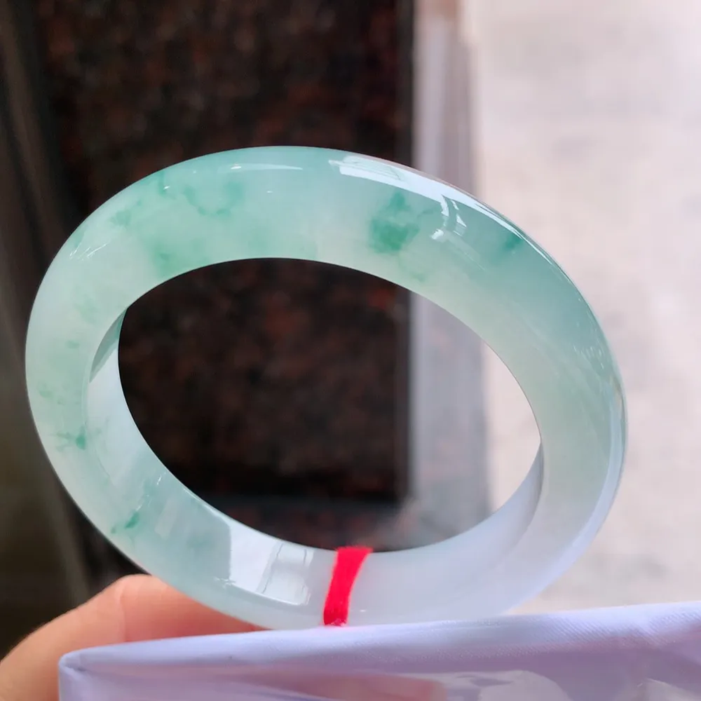 正圈高冰蓝花 无瑕 尺寸:55.6/12.3/8.5 花美 种水好