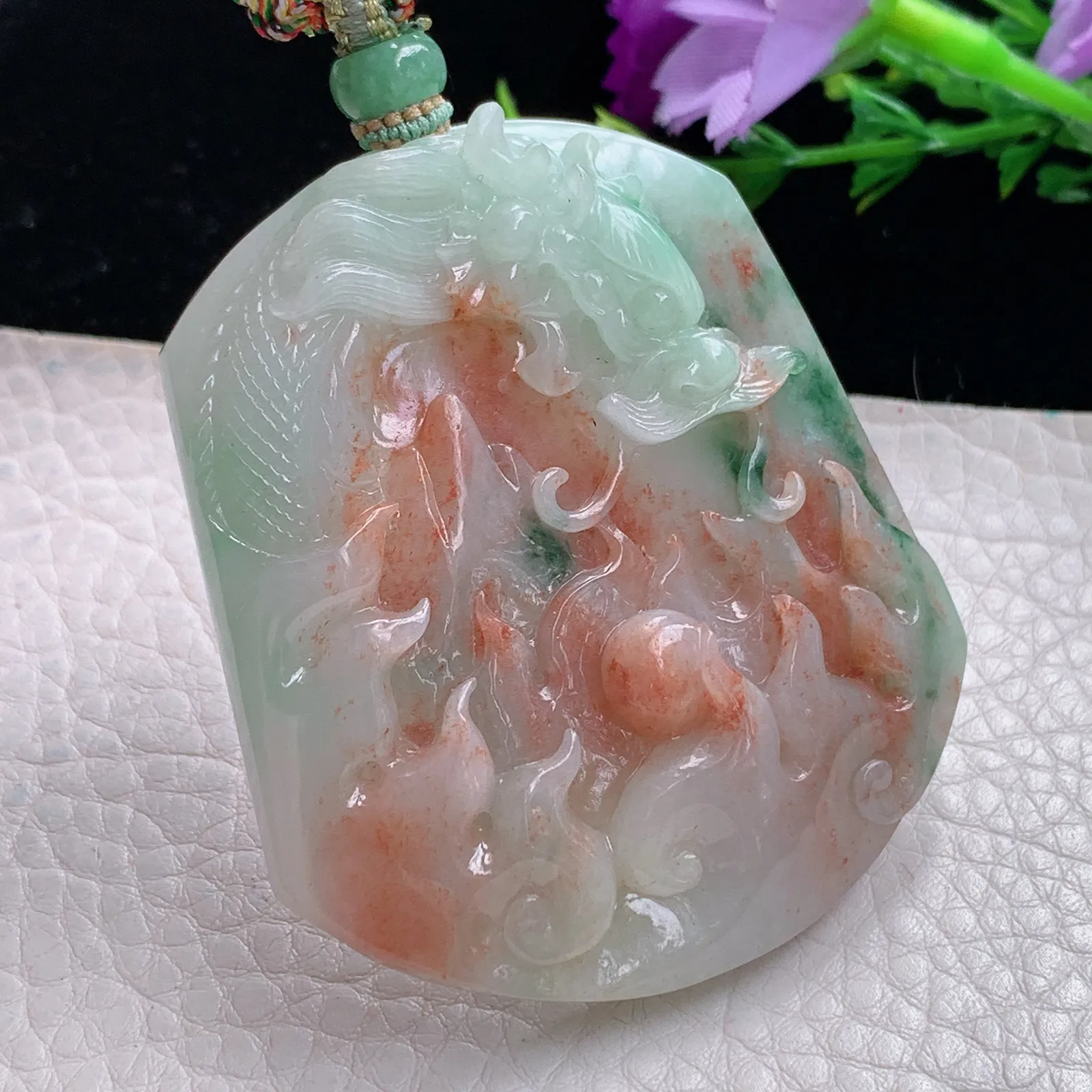 mut自然光57.5*40*10特色天然缅甸翡翠龙行天下 龙牌玉吊坠 玉挂件