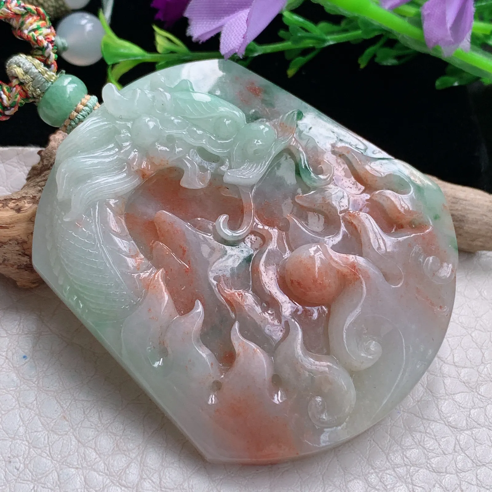 mut自然光57.5*40*10特色天然缅甸翡翠龙行天下 龙牌玉吊坠 玉挂件