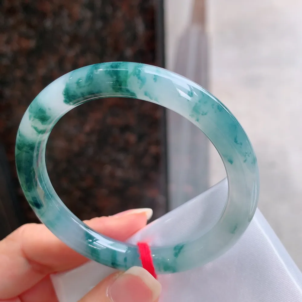 圆条高冰蓝花 无瑕 尺寸:51.6/8 花美🥰🥰