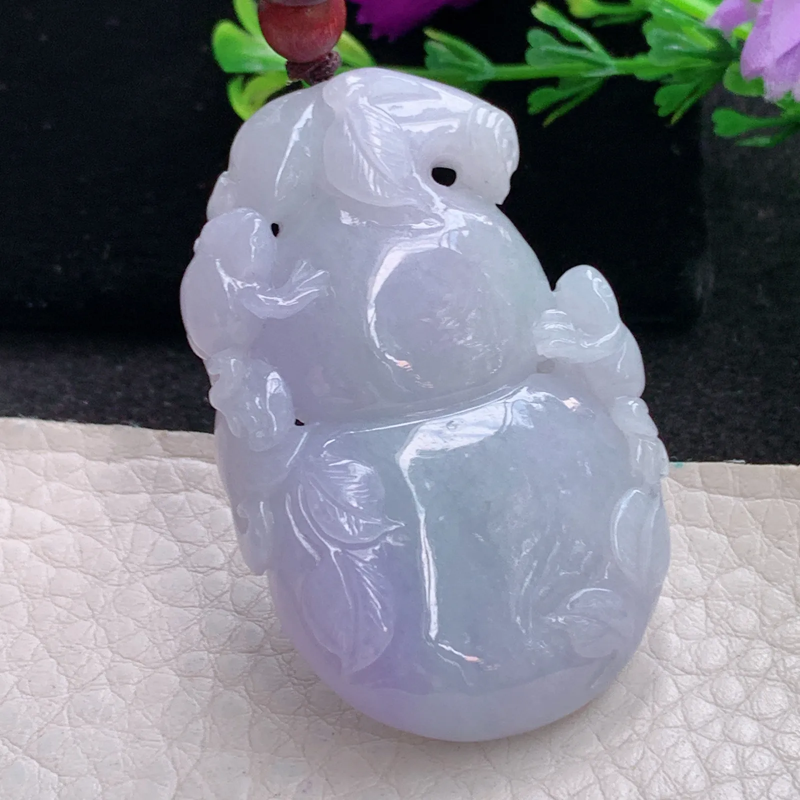 zen自然光51.5*33.5*9.2天然缅甸翡翠紫罗兰大葫芦玉吊坠 玉挂件