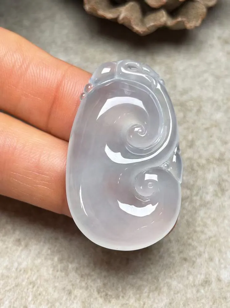 冰种【如意】吊坠，种水好，玉质细腻 ，卖相好‘