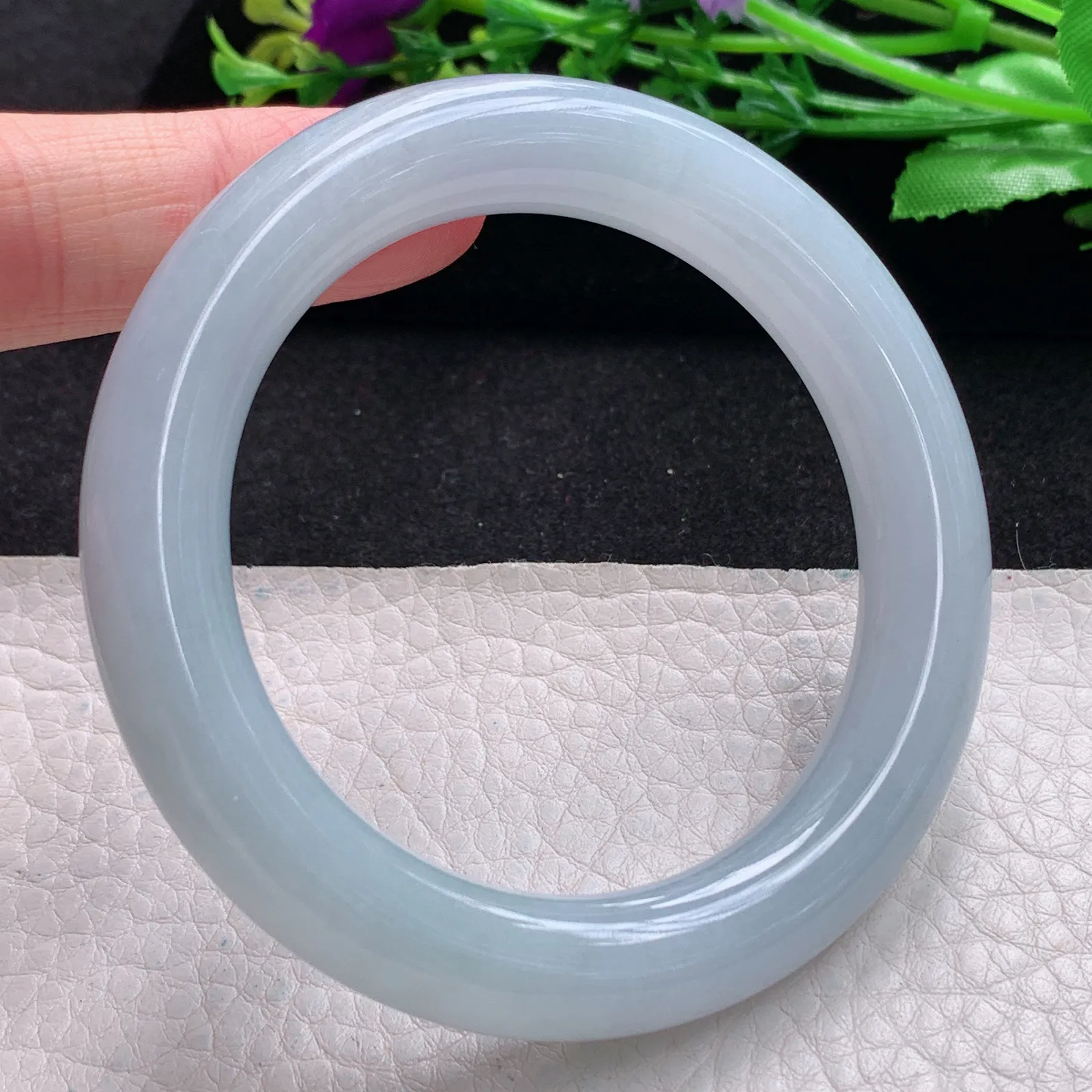 xc自然光53.5*10.8*10.6美人镯 缅甸翡翠a货玉手镯白月光圆条珠宝玉手环