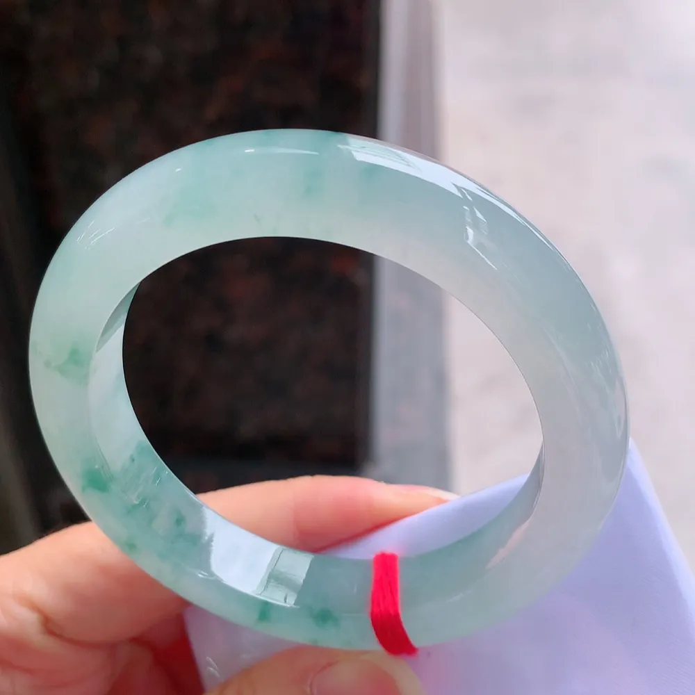 正圈高冰蓝花 无瑕 尺寸:55.6/12.3/8.5 花美 种水好