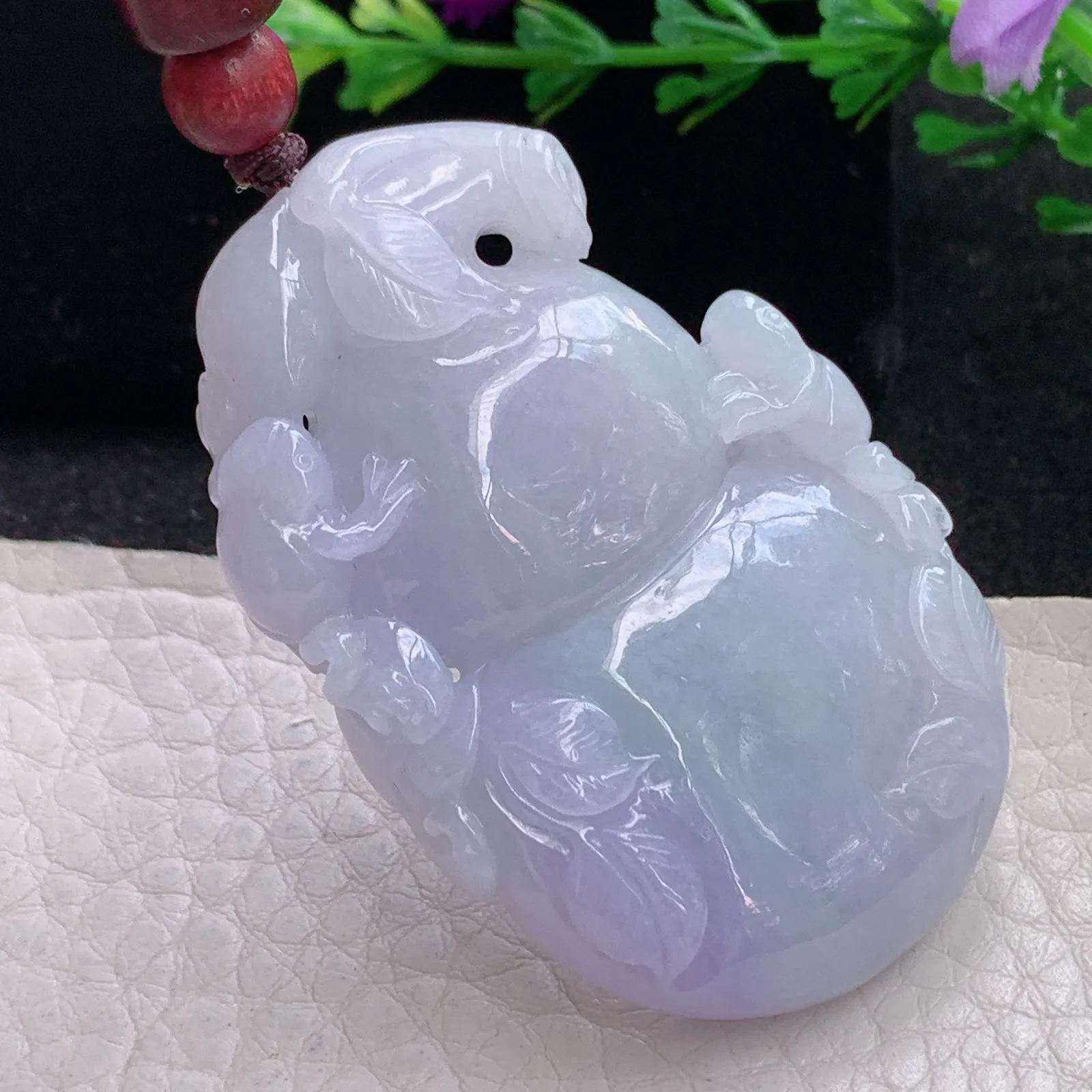 zen自然光51.5*33.5*9.2天然缅甸翡翠紫罗兰大葫芦玉吊坠 玉挂件