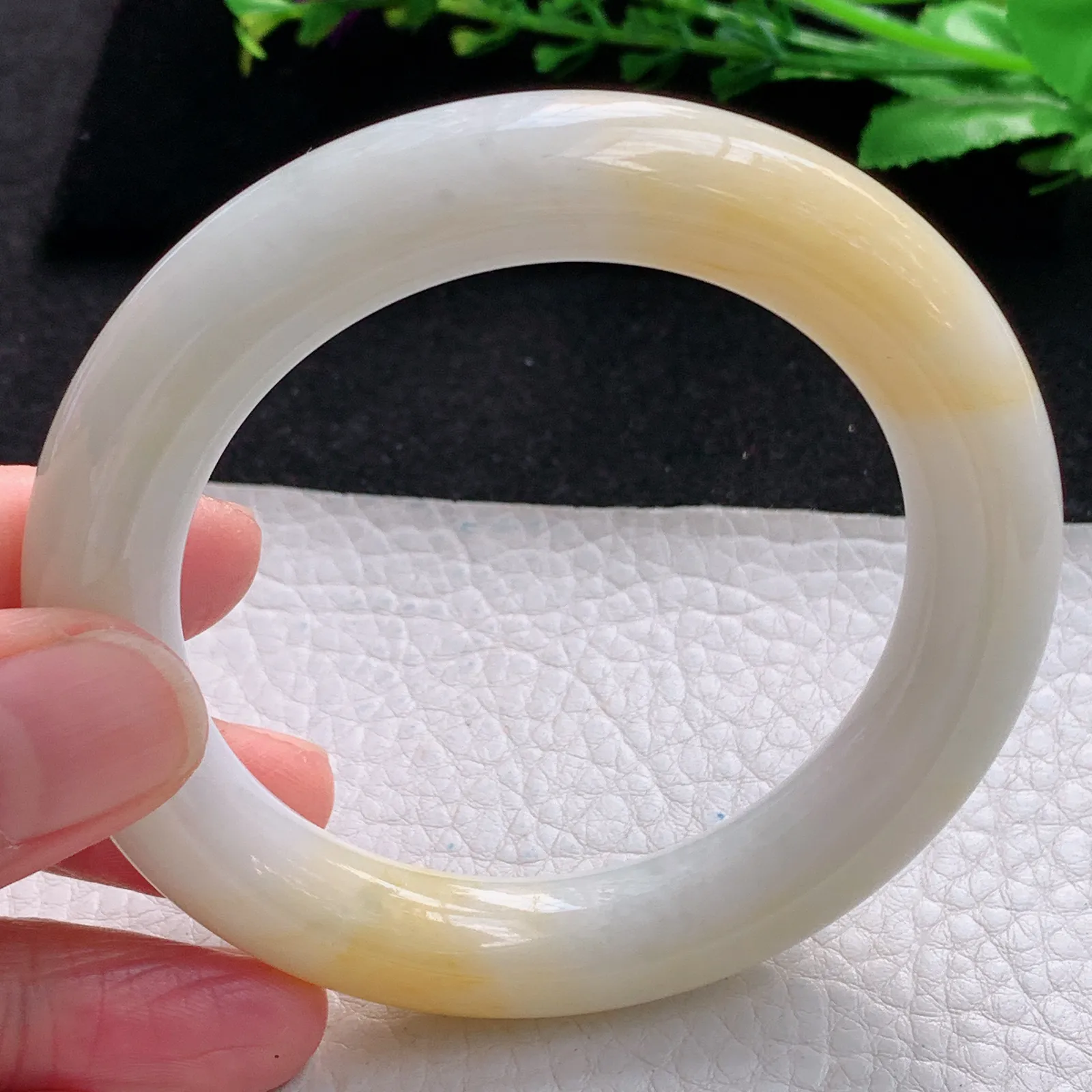 h自然光55*11.5*11.2胖圆镯 缅甸翡翠a货玉手镯双彩圆条珠宝玉手环