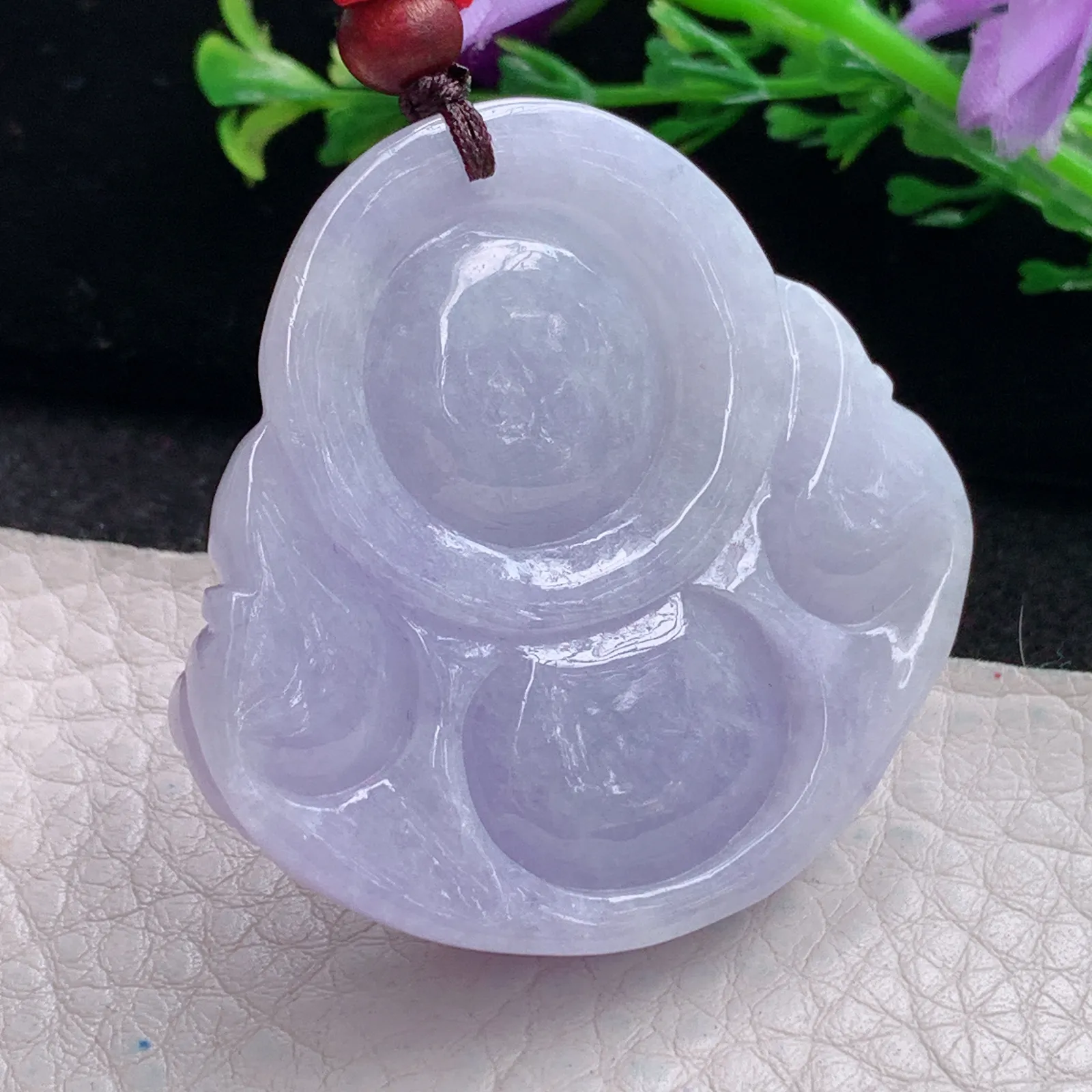 zen自然光44.3*46.5*12.6天然缅甸翡翠紫罗兰佛公 弥勒佛玉吊坠 玉挂件