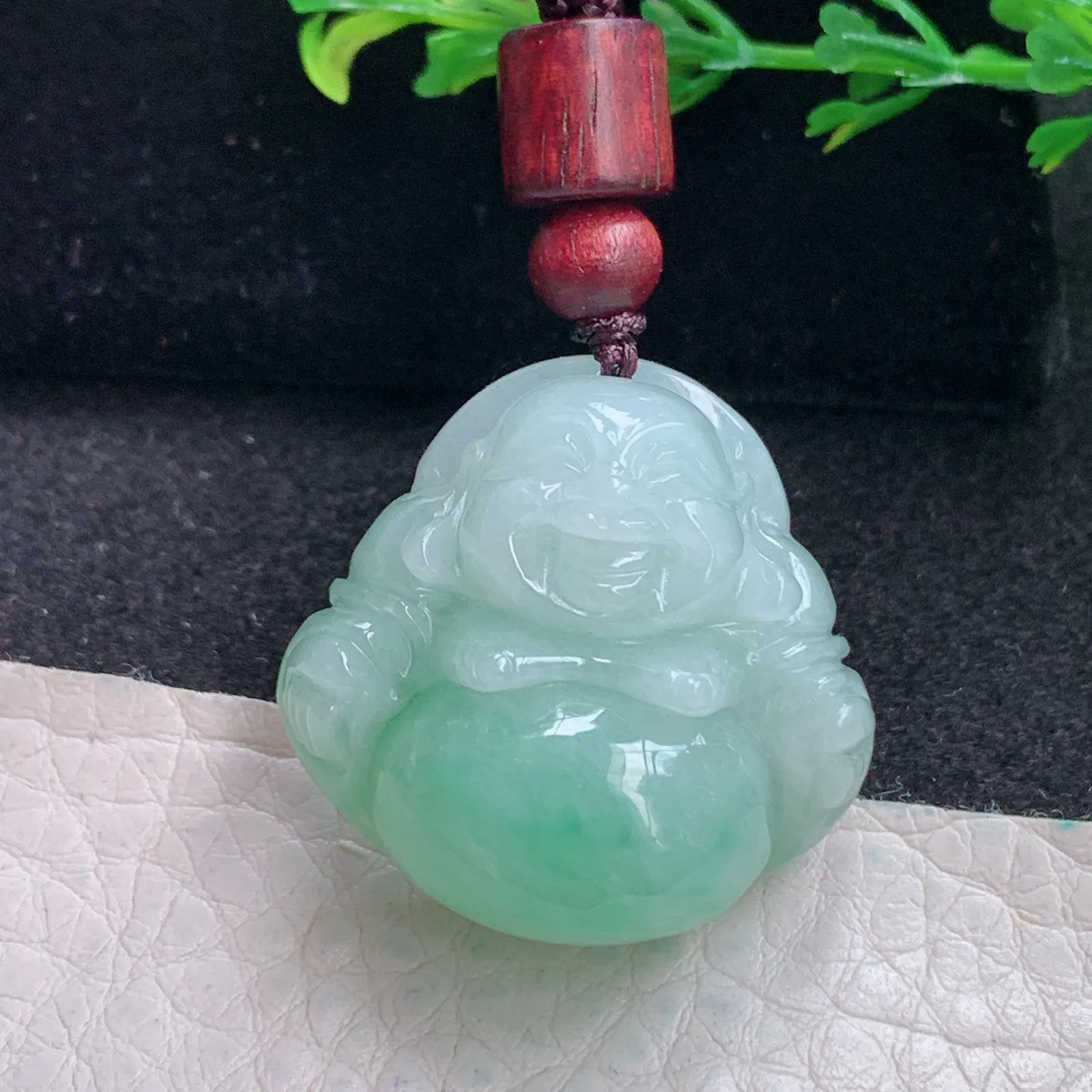 zen自然光27.5*28.5*12.6天然缅甸翡翠清爽佛公 弥勒佛玉吊坠 玉挂件