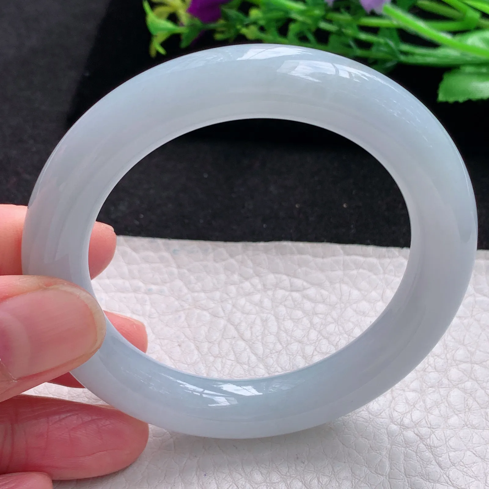 xc自然光53.5*10.8*10.6美人镯 缅甸翡翠a货玉手镯白月光圆条珠宝玉手环