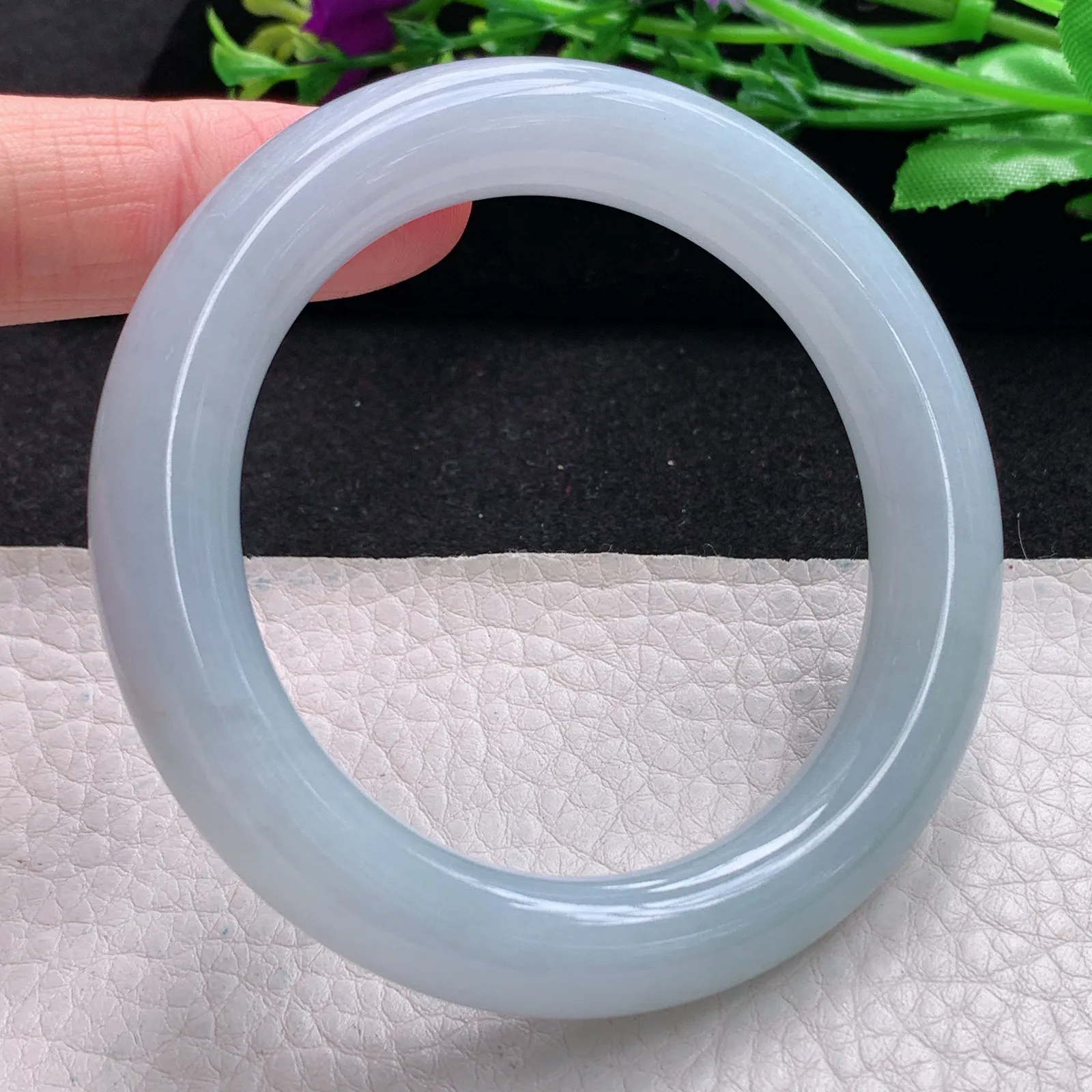 xc自然光53.5*10.8*10.6美人镯 缅甸翡翠a货玉手镯白月光圆条珠宝玉手环