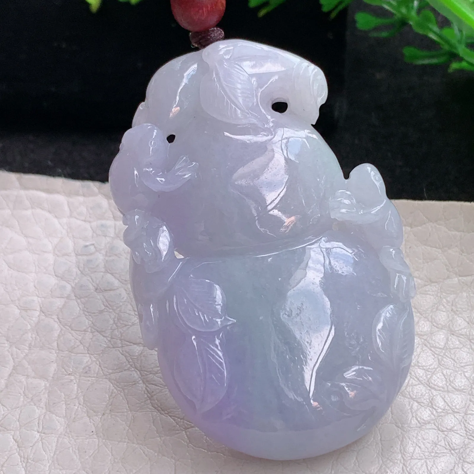 zen自然光51.5*33.5*9.2天然缅甸翡翠紫罗兰大葫芦玉吊坠 玉挂件