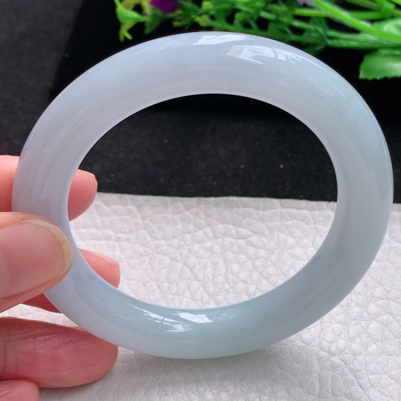 xc自然光53.5*10.8*10.6美人镯 缅甸翡翠a货玉手镯白月光圆条珠宝玉手环