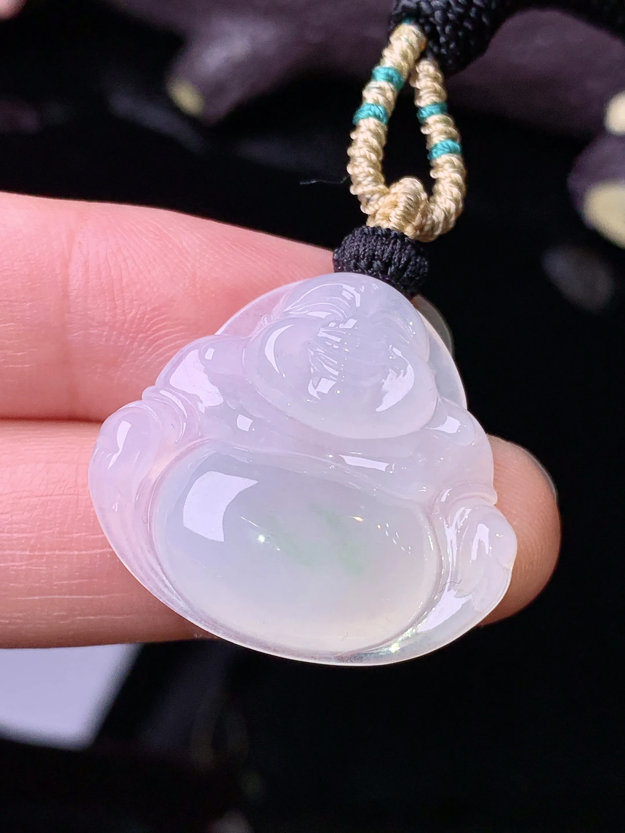 冰种佛公吊坠 玉质细腻 色泽清新艳丽 整体尺寸24.3*26.2*6