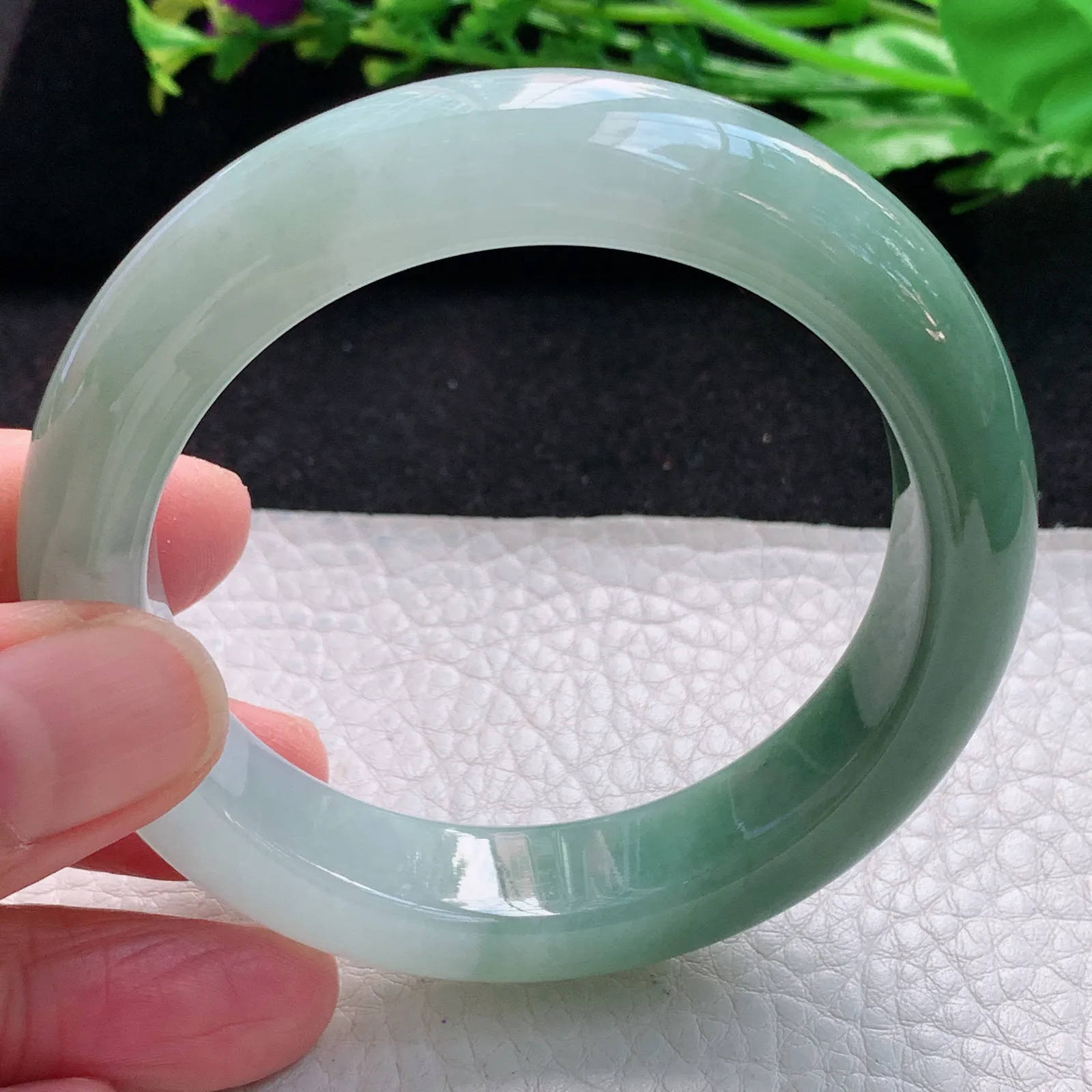 js自然光54*13.5*9.2招财镯 缅甸翡翠a货玉手镯半山水厚装宽边珠宝玉手环