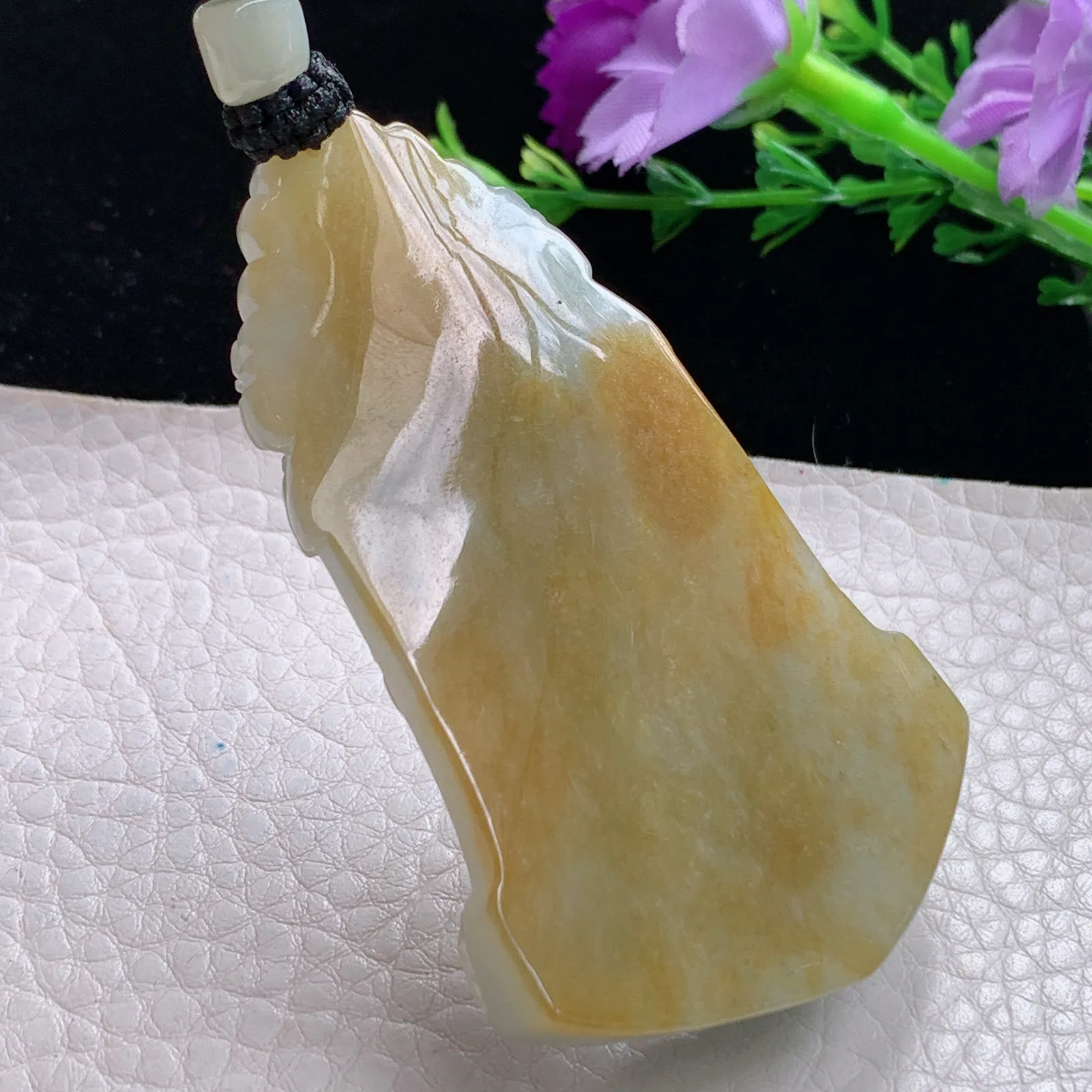 mut自然光66.8*40*14天然缅甸翡翠双彩大件观音首玉吊坠 玉挂件