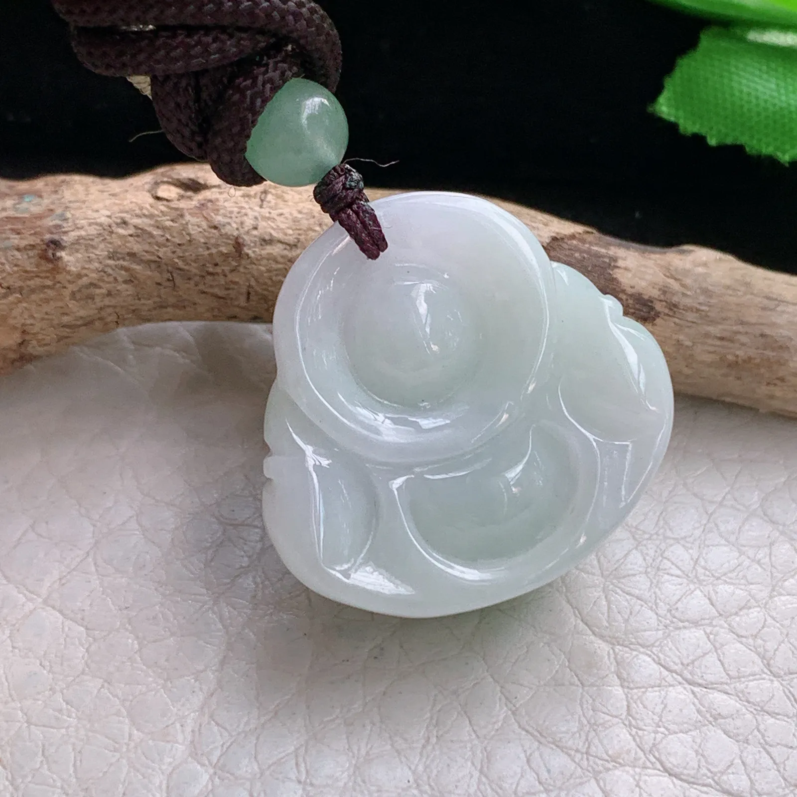 zen自然光26.5*27*12.3天然缅甸翡翠辣绿佛公 弥勒佛玉吊坠 玉挂件