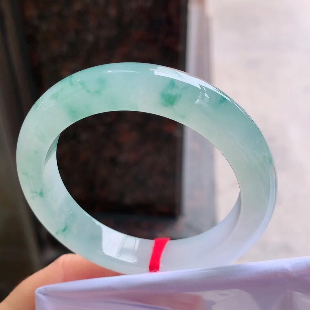 正圈高冰蓝花 无瑕 尺寸:55.6/12.3/8.5 花美 种水好