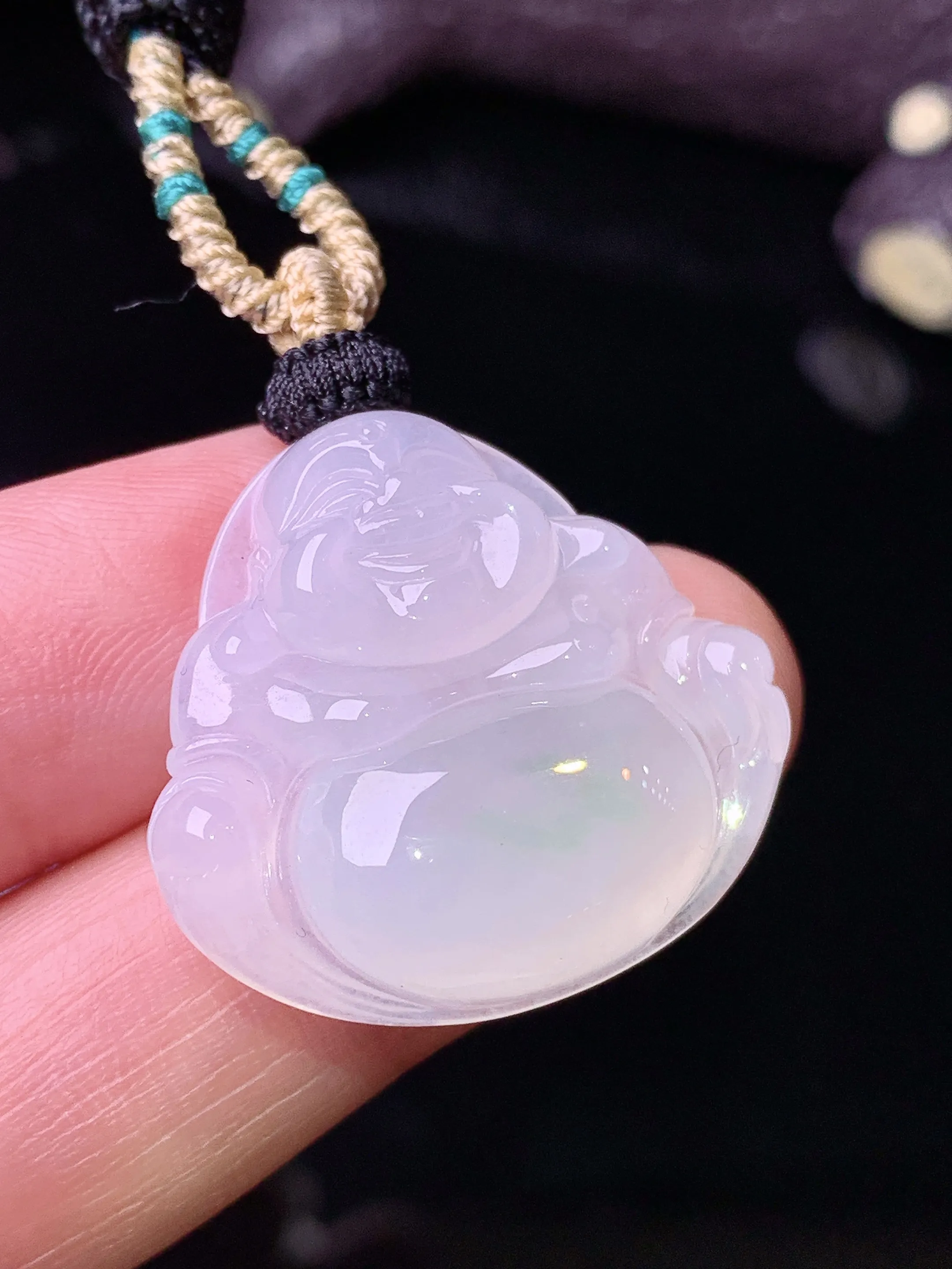 冰种佛公吊坠 玉质细腻 色泽清新艳丽 整体尺寸24.3*26.2*6