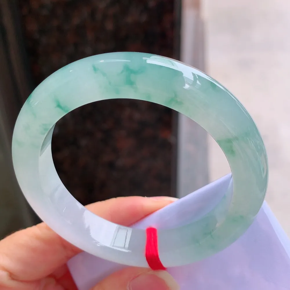 正圈高冰蓝花 无瑕 尺寸:55.6/12.3/8.5 花美 种水好