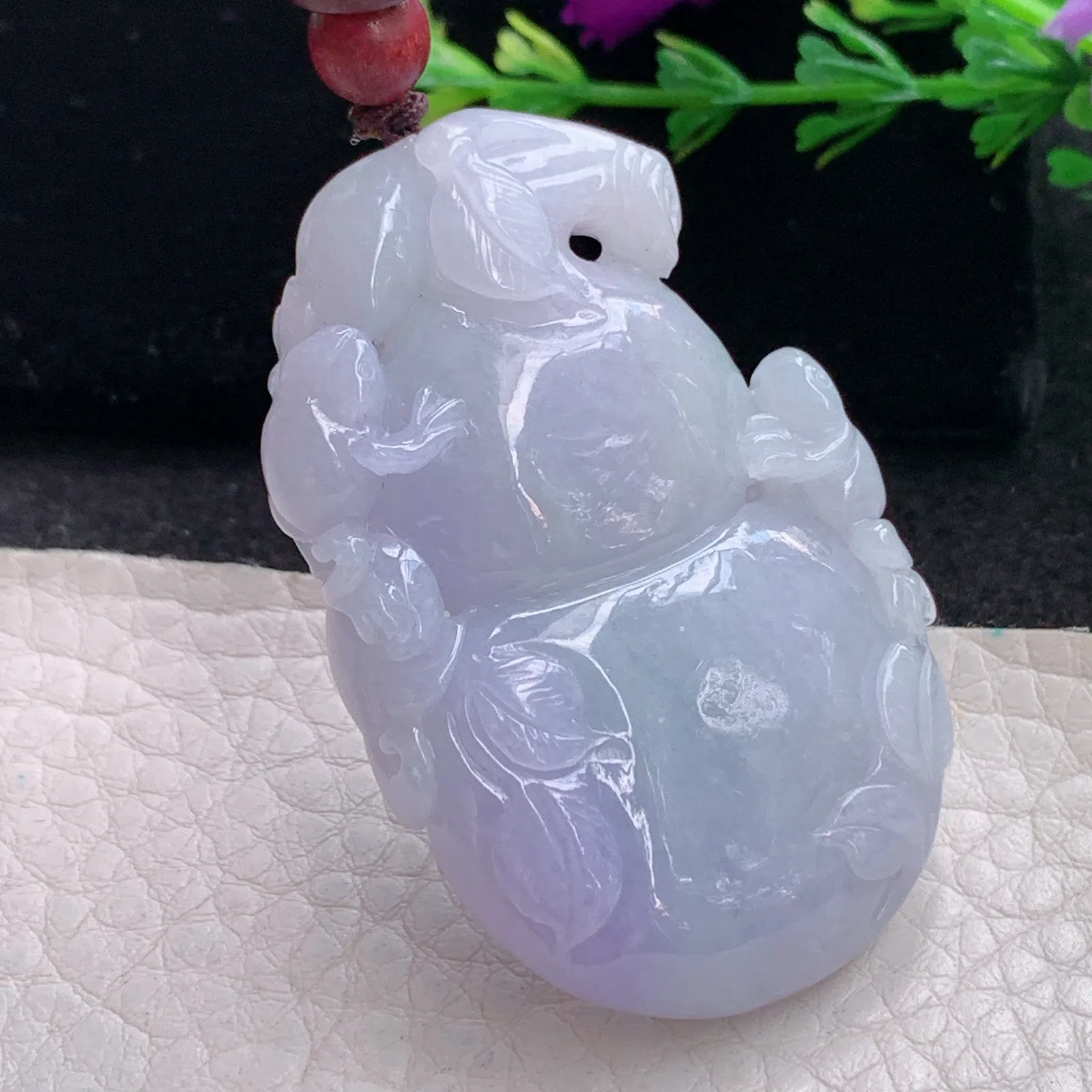 zen自然光51.5*33.5*9.2天然缅甸翡翠紫罗兰大葫芦玉吊坠 玉挂件