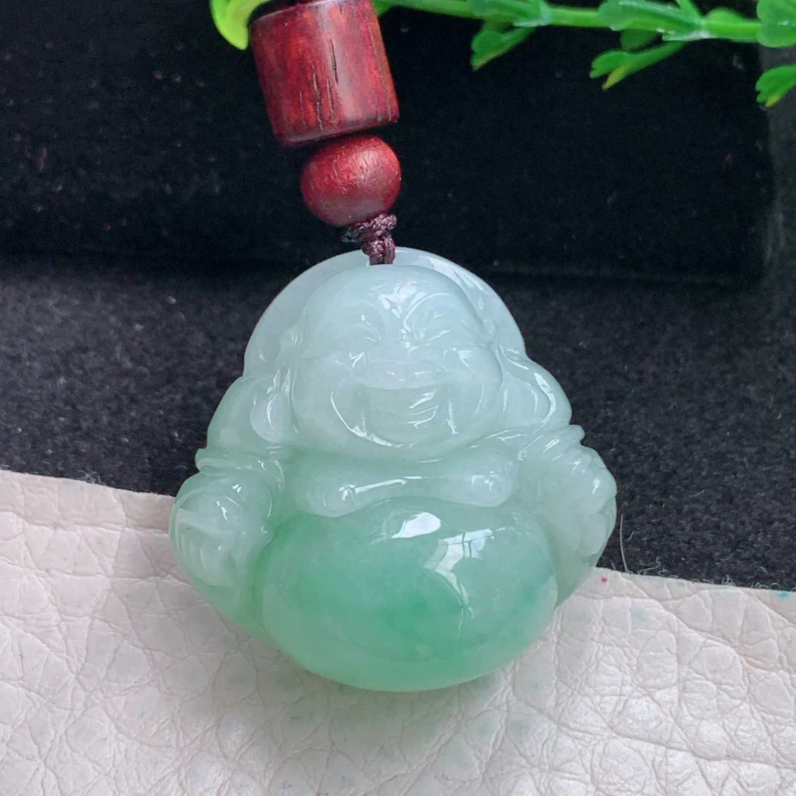 zen自然光27.5*28.5*12.6天然缅甸翡翠清爽佛公 弥勒佛玉吊坠 玉挂件