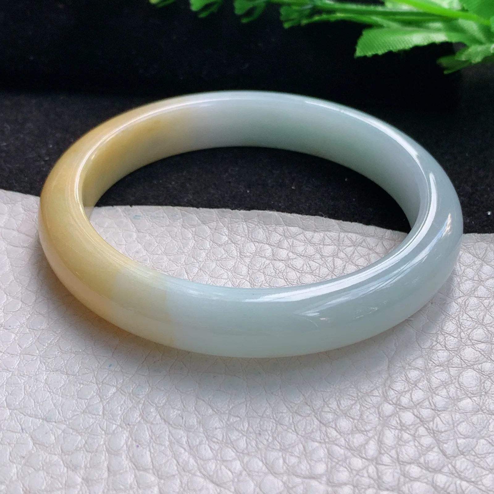 h自然光57*10.5*7.7招财镯 缅甸翡翠a货玉手镯半山水宽边珠宝玉手环