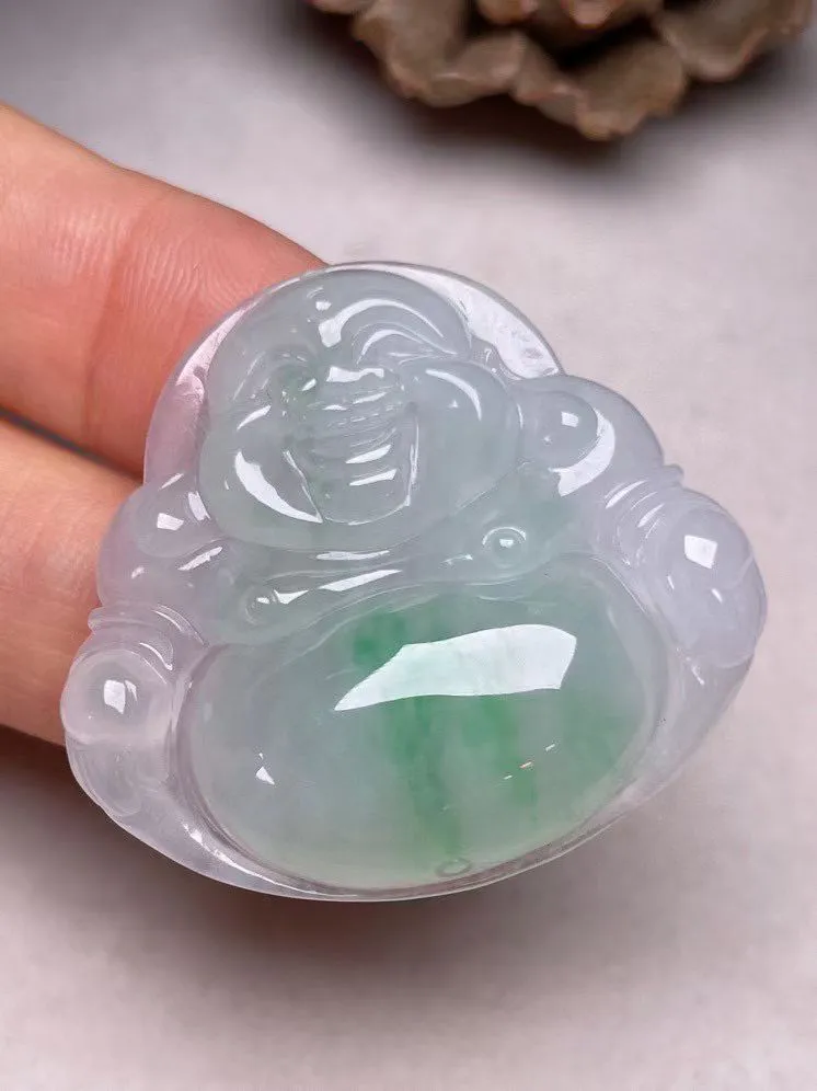 冰糯种飘绿【佛公】吊坠，种水好，玉质细腻 ，卖相好.