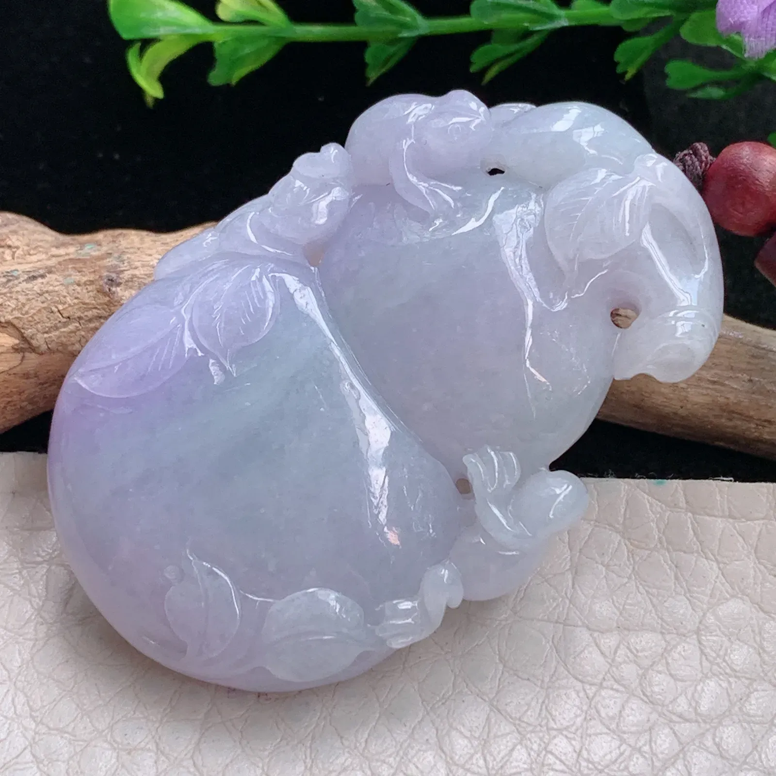 zen自然光51.5*33.5*9.2天然缅甸翡翠紫罗兰大葫芦玉吊坠 玉挂件