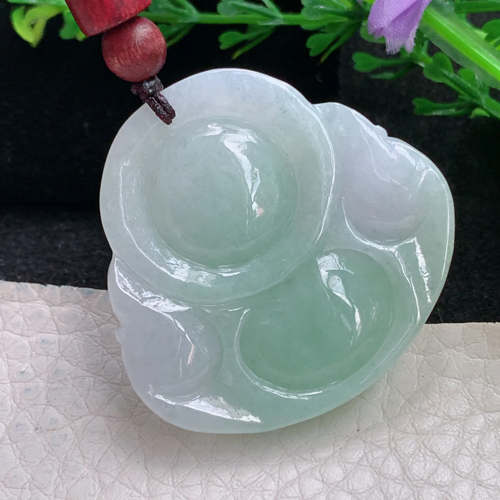 zen自然光37.8*39.6*9天然缅甸翡翠清新飘绿佛公 弥勒佛玉吊坠 玉挂件