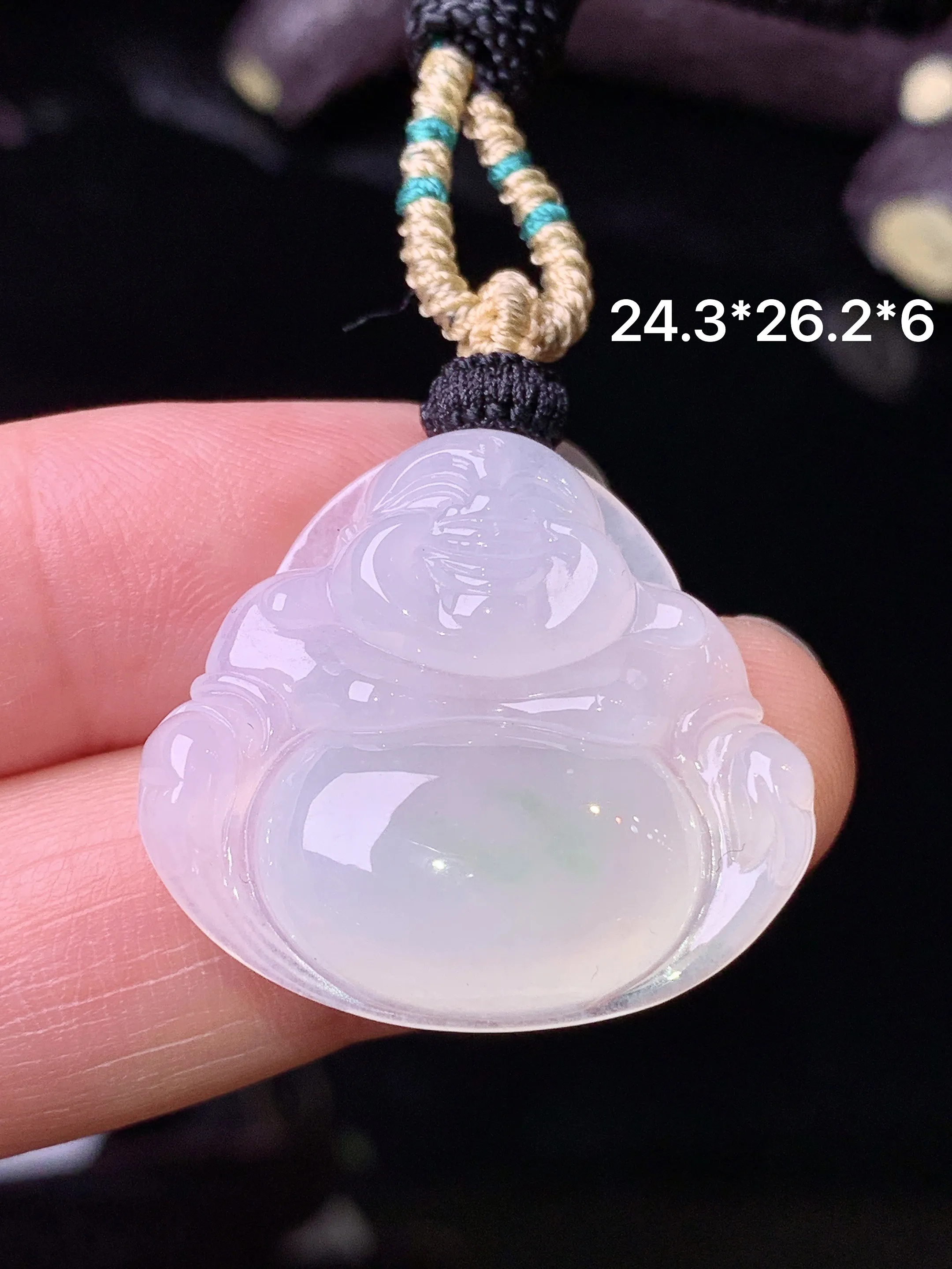 冰种佛公吊坠 玉质细腻 色泽清新艳丽 整体尺寸24.3*26.2*6