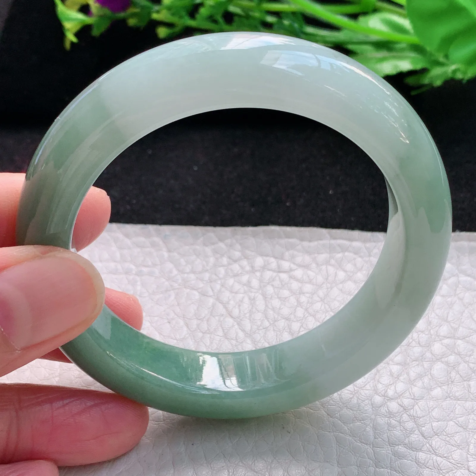 js自然光54*13.5*9.2招财镯 缅甸翡翠a货玉手镯半山水厚装宽边珠宝玉手环