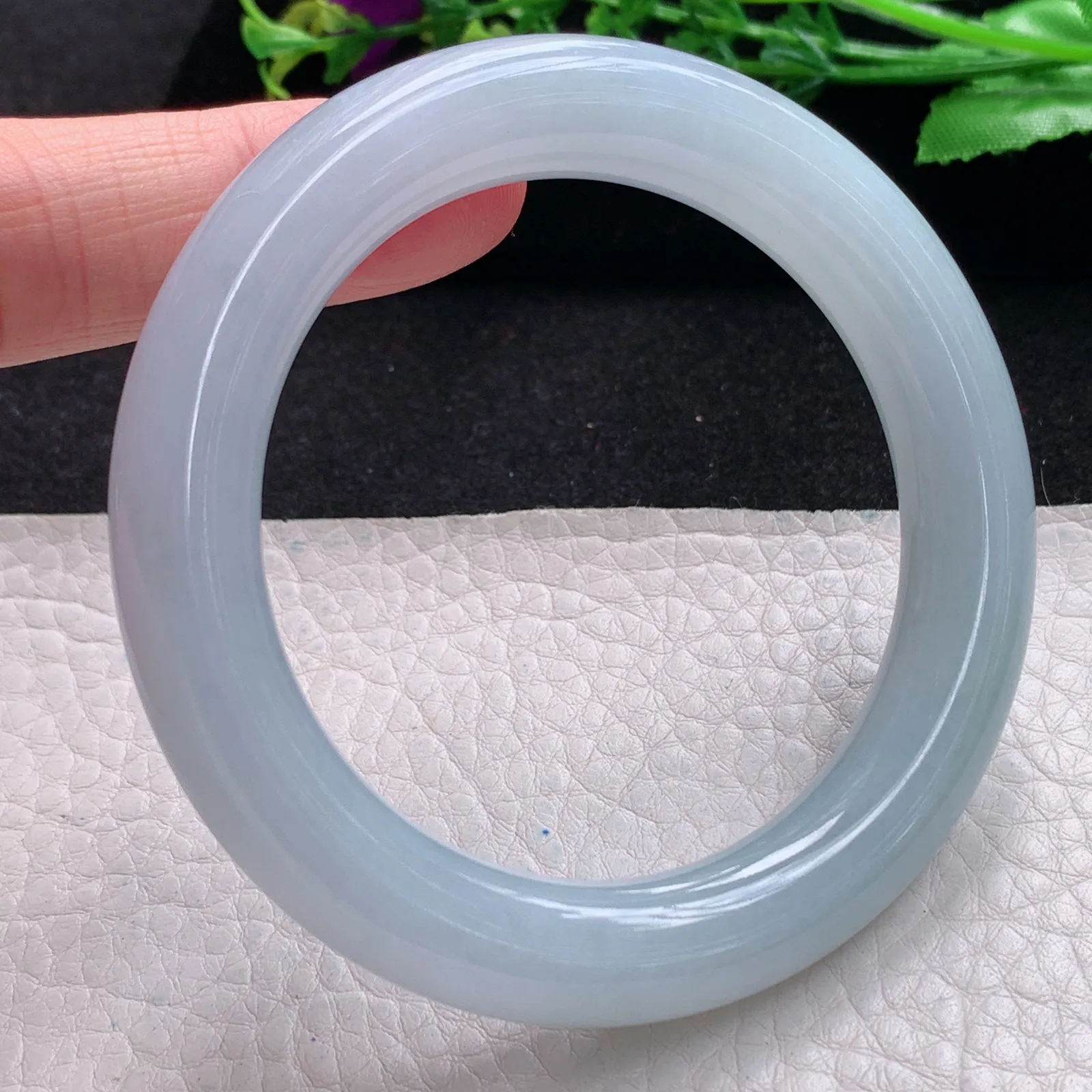 xc自然光53.5*10.8*10.6美人镯 缅甸翡翠a货玉手镯白月光圆条珠宝玉手环