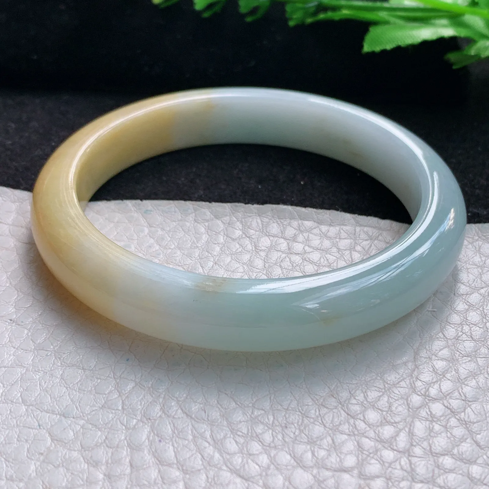 h自然光57*10.5*7.7招财镯 缅甸翡翠a货玉手镯半山水宽边珠宝玉手环