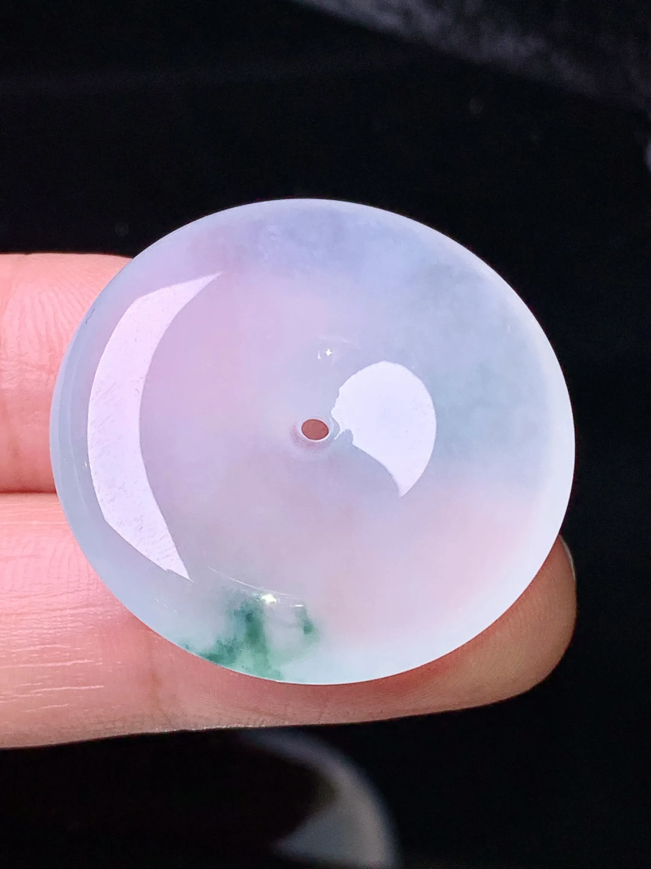 冰种平安扣吊坠 玉质细腻 色泽清新艳丽 整体尺寸29.8*6