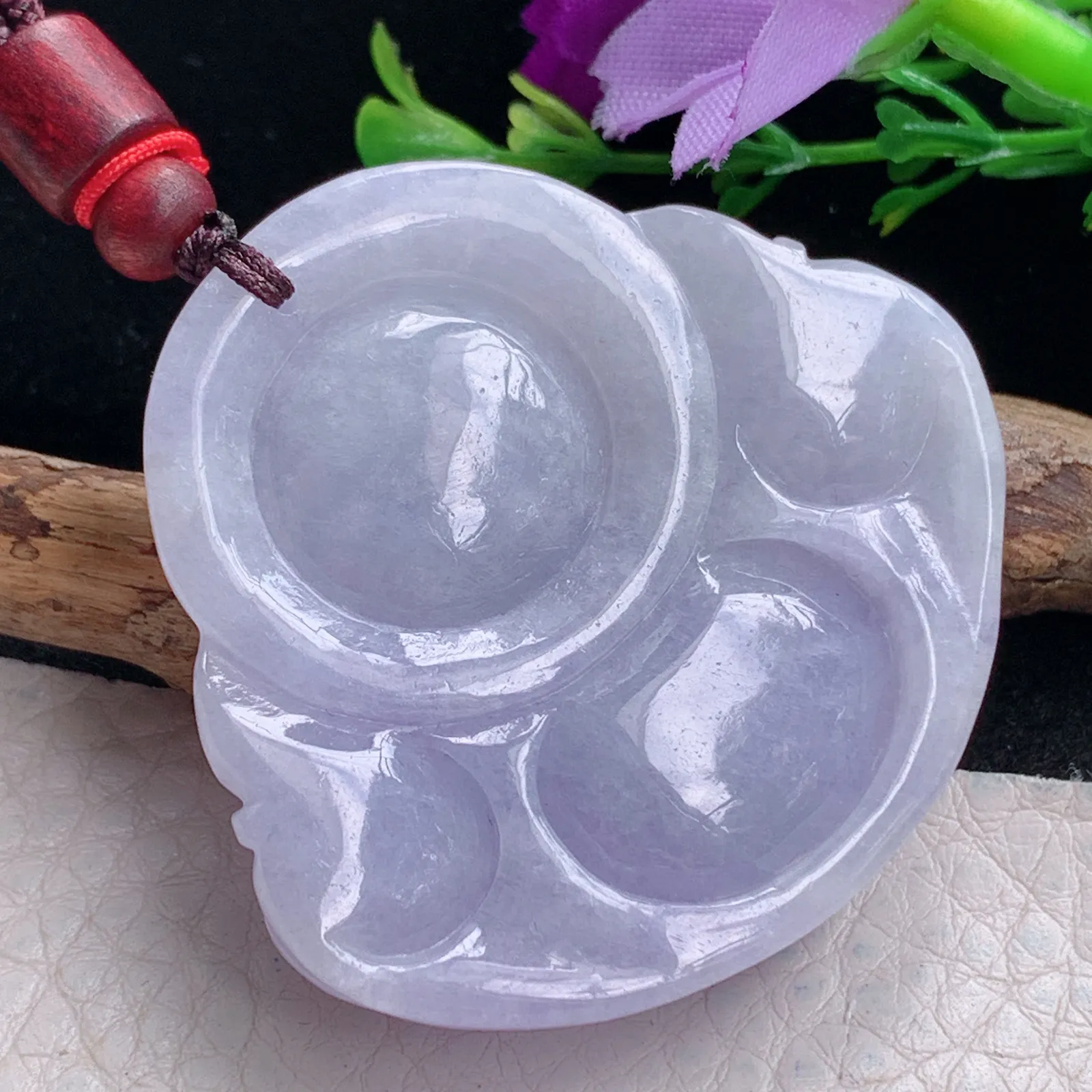 zen自然光44.3*46.5*12.6天然缅甸翡翠紫罗兰佛公 弥勒佛玉吊坠 玉挂件