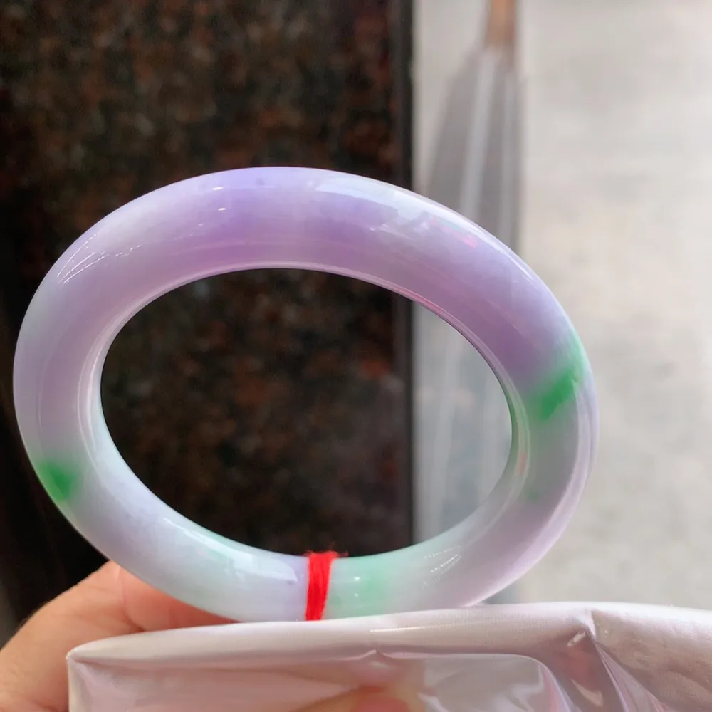 圆条冰糯春彩 无瑕 尺寸:56.1/11.1 超美