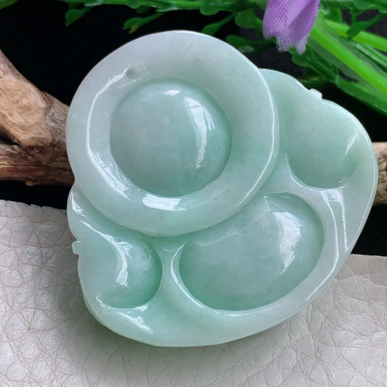 zen自然光42*43.3*12.8天然缅甸翡翠飘绿佛公 弥勒佛玉吊坠 玉挂件